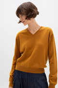 Dark Yellow Cashmere V Neck Jumper