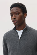 Classic Cashmere Mid Grey Zip Neck Jumper