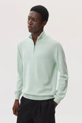 Classic Cashmere Light Green Zip Neck Jumper