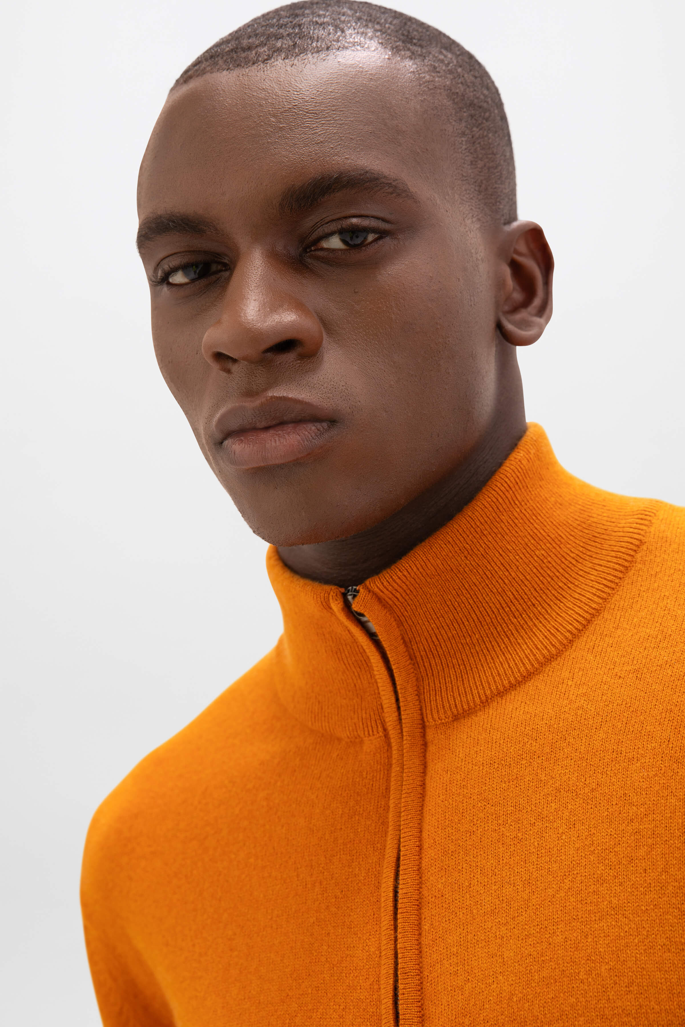 Orange Cashmere Zip Neck Jumper