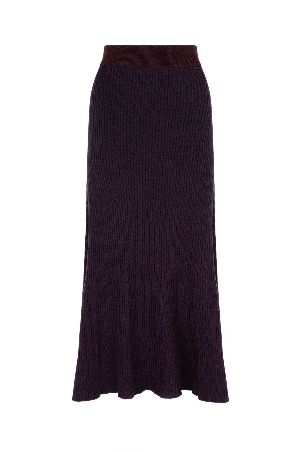 Ribbed Marl Dark Brown Cashmere Skirt