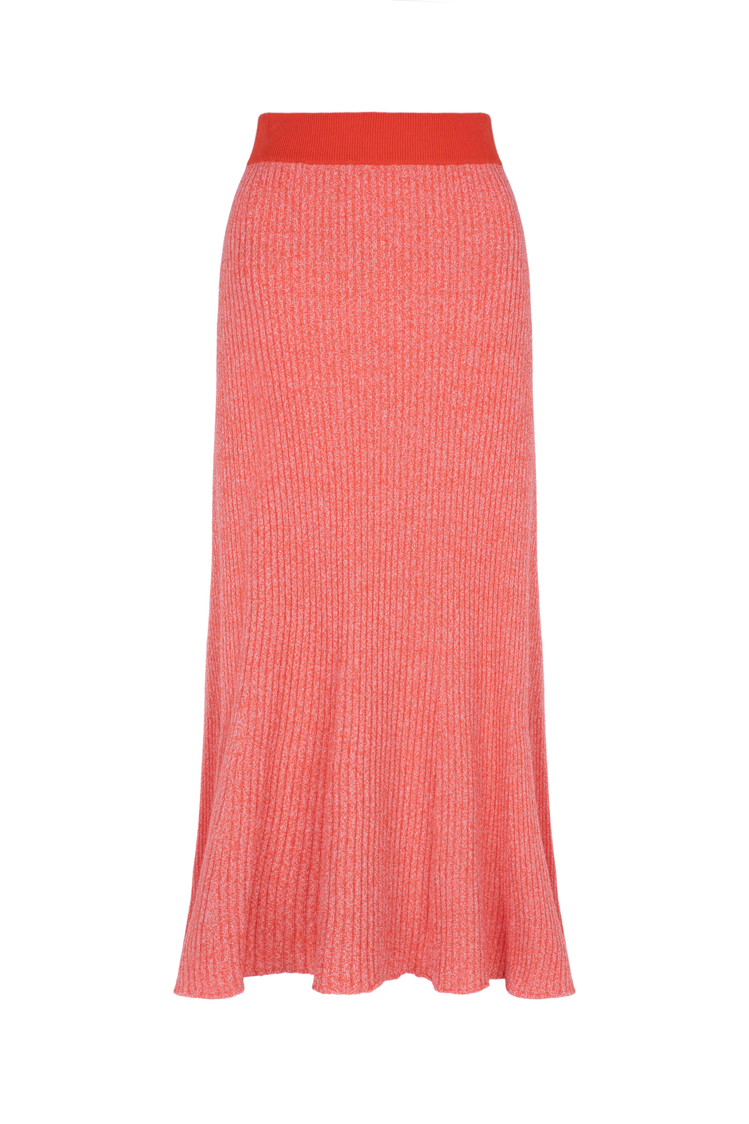 Ribbed Marl Orange Cashmere Skirt