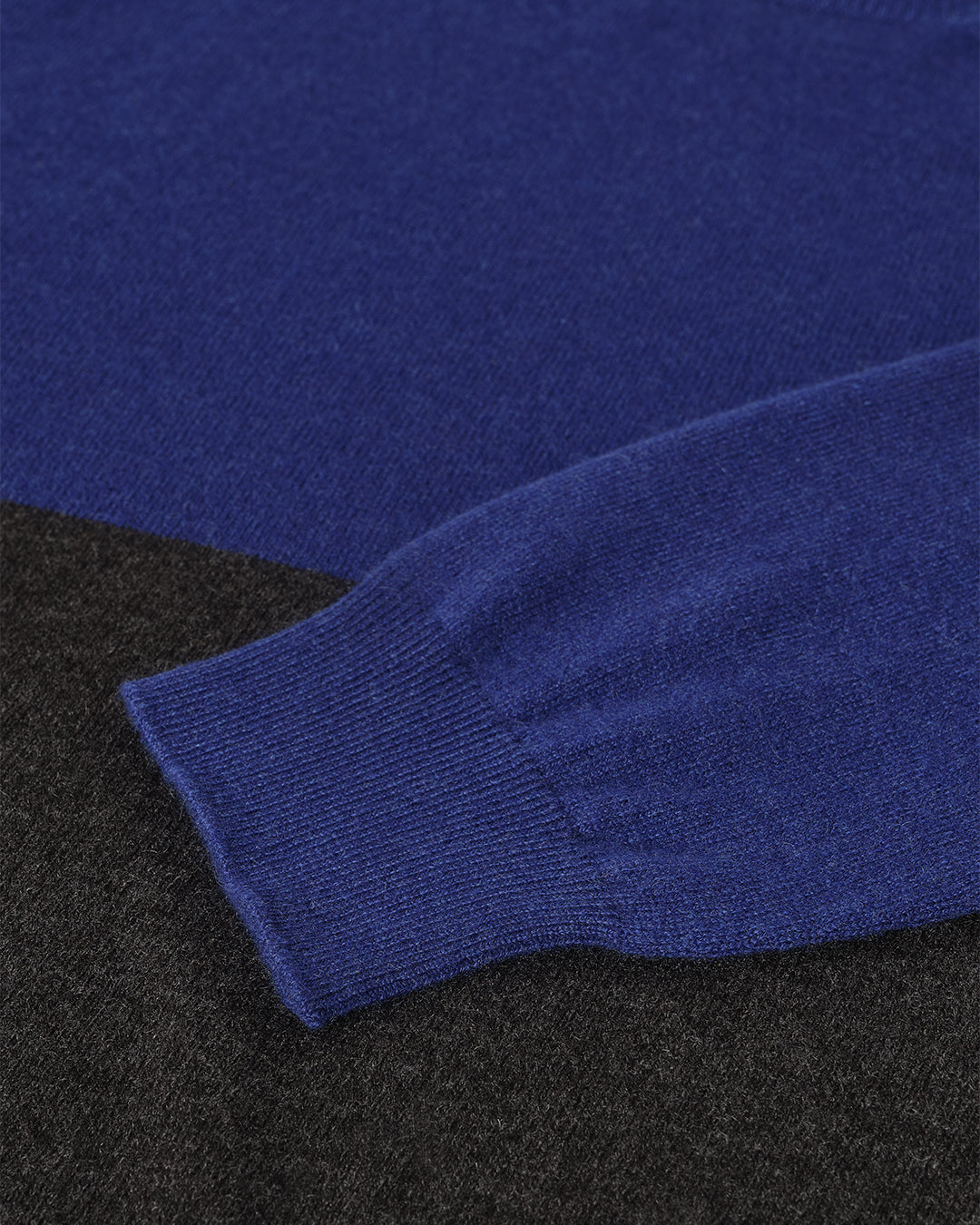 Shaded Charcoal & Blue Colour Block Cashmere Jumper