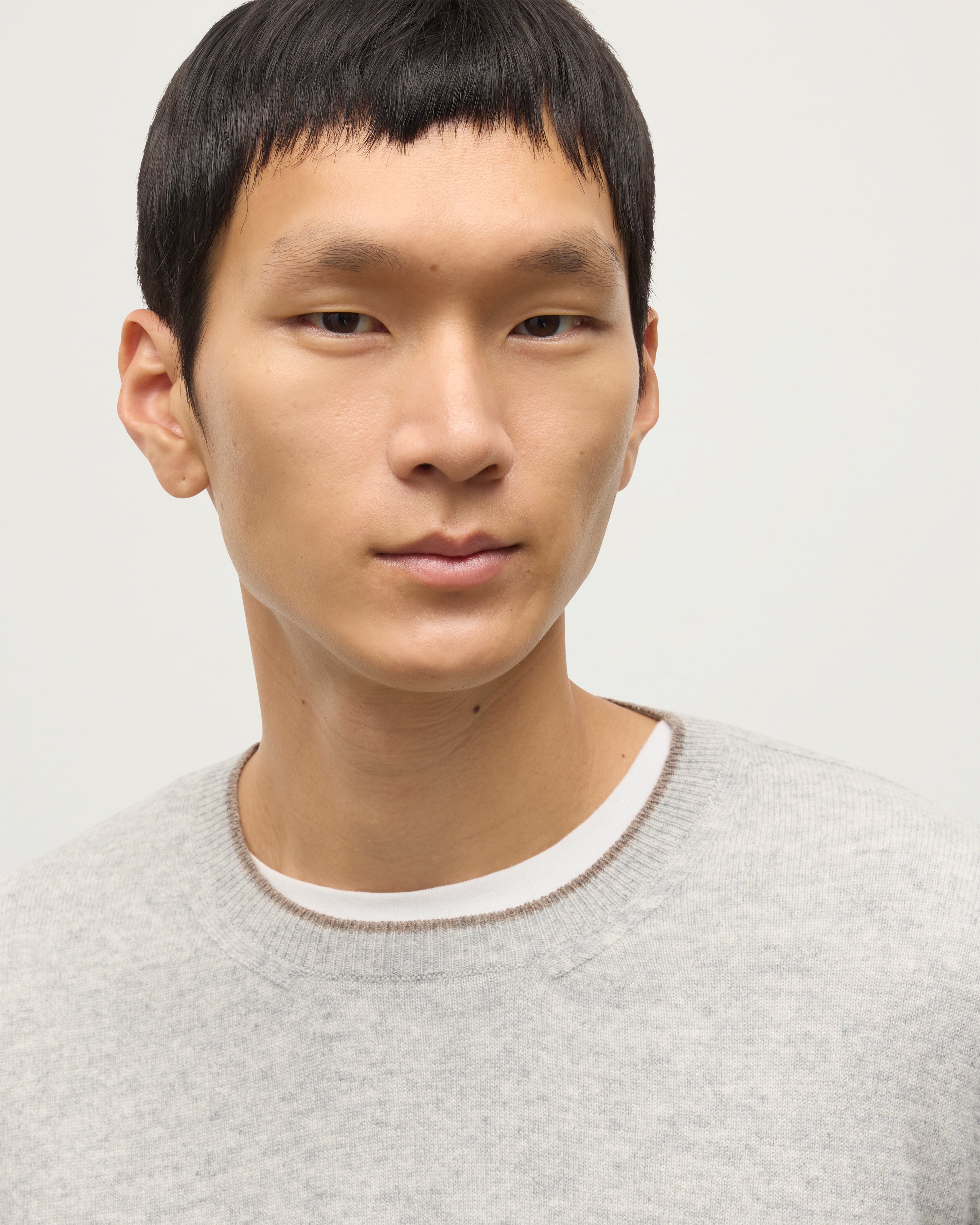 Shaded Grey Colour Block Cashmere Jumper
