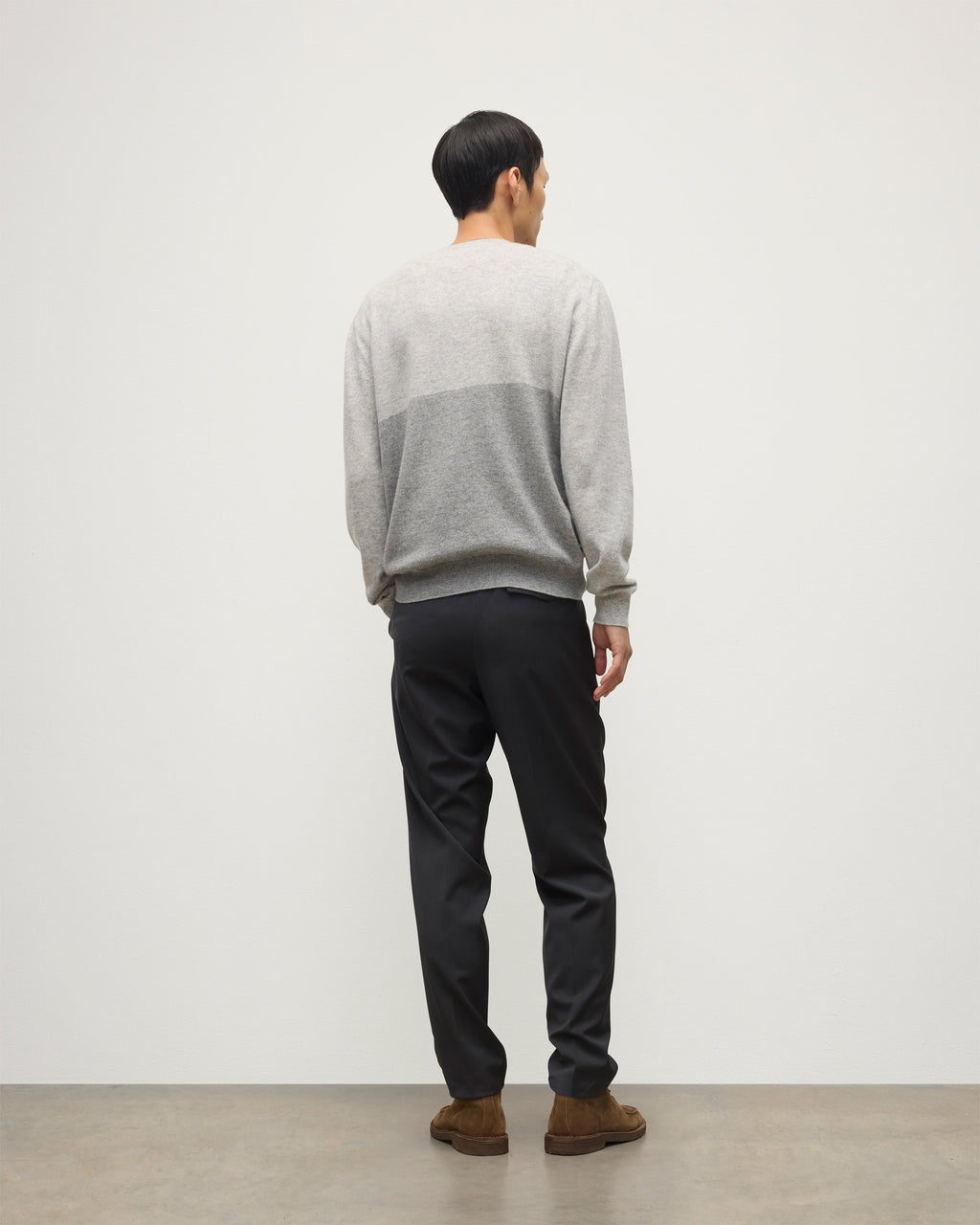 Shaded Grey Colour Block Cashmere Jumper