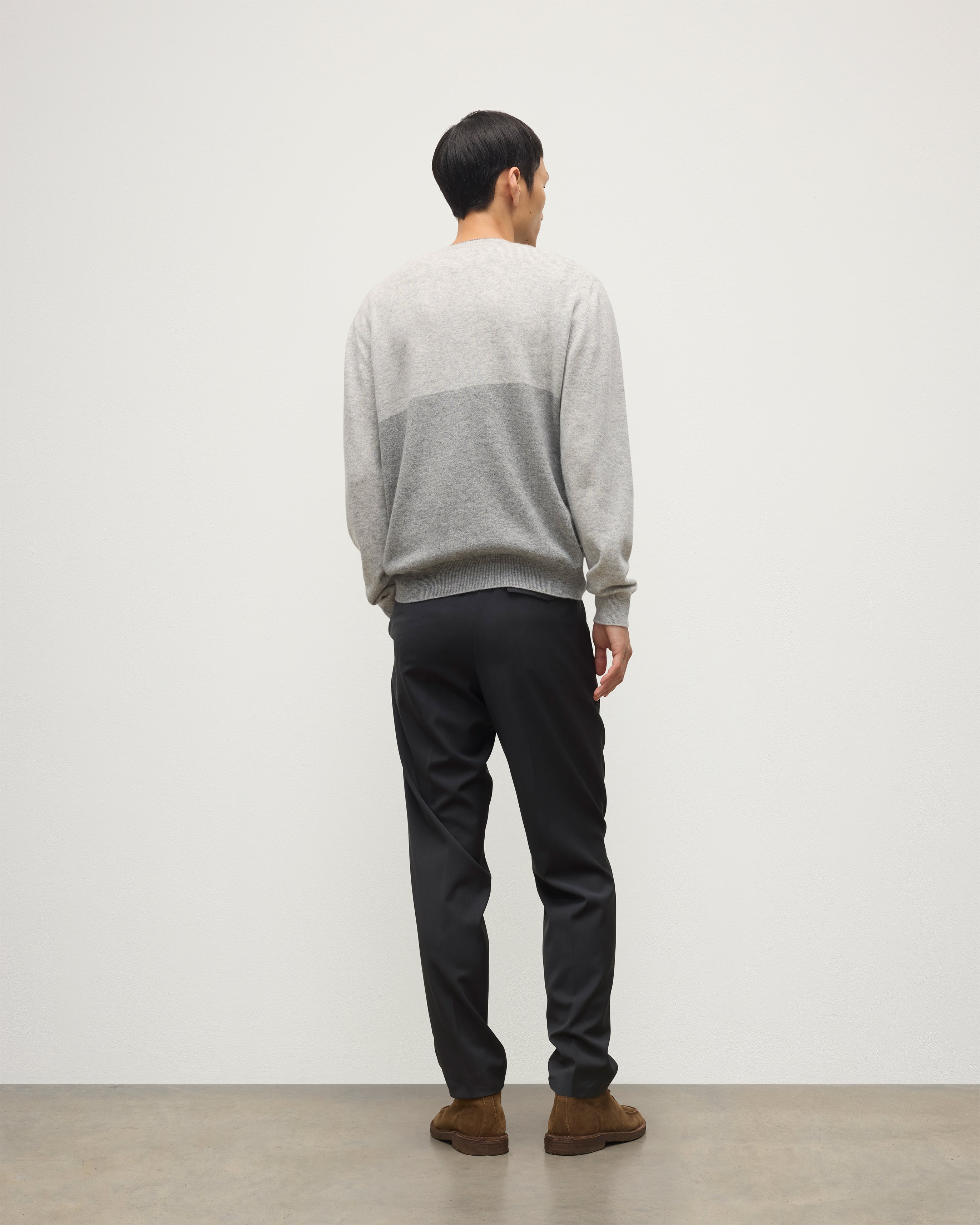 Shaded Grey Colour Block Cashmere Jumper