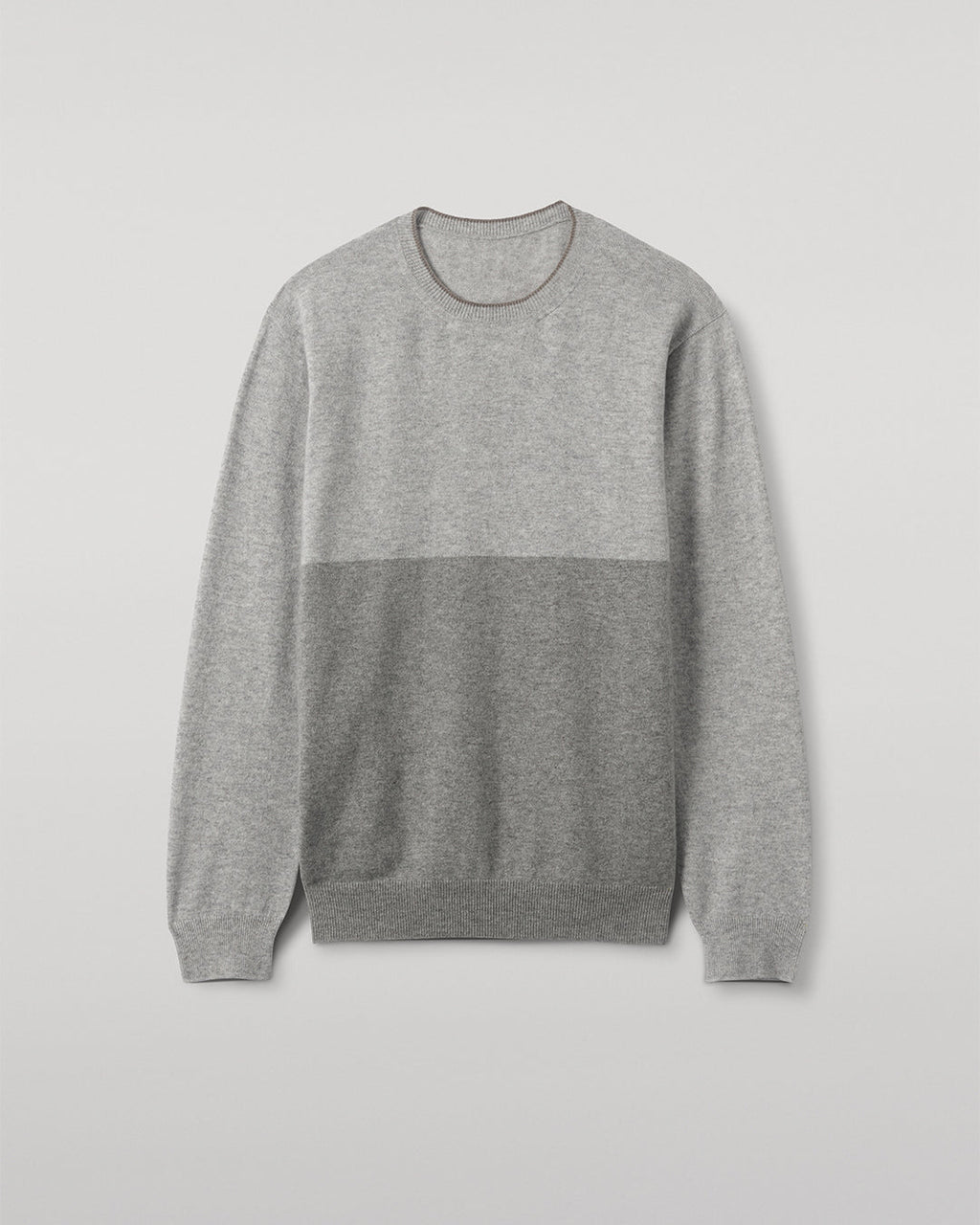 Shaded Grey Colour Block Cashmere Jumper