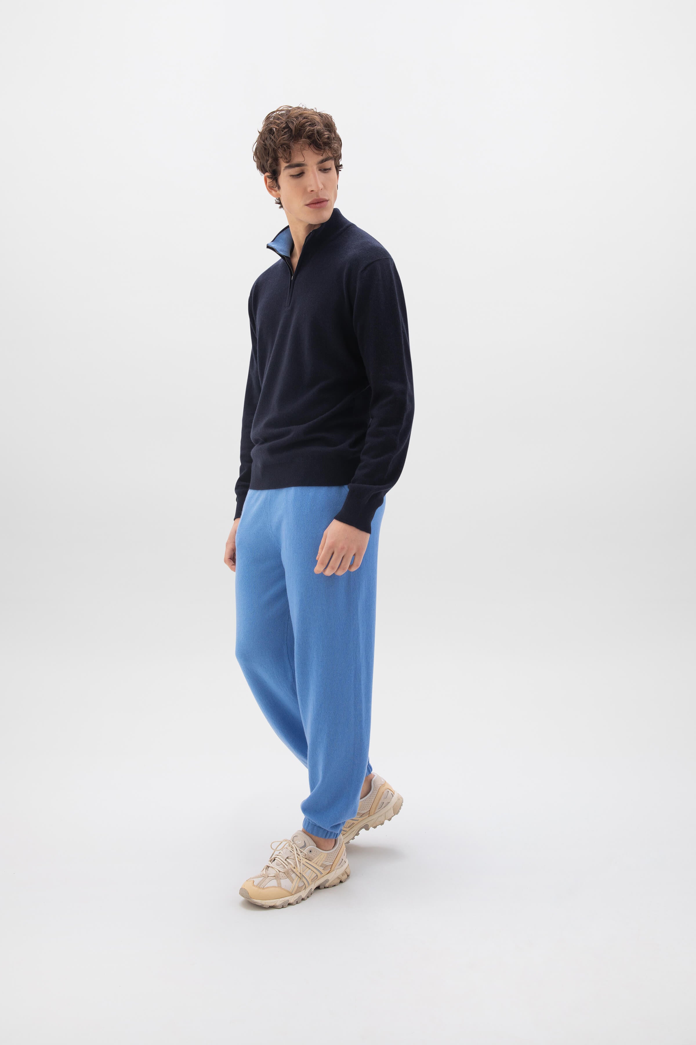 Performance Cashmere Cuffed Blue Joggers