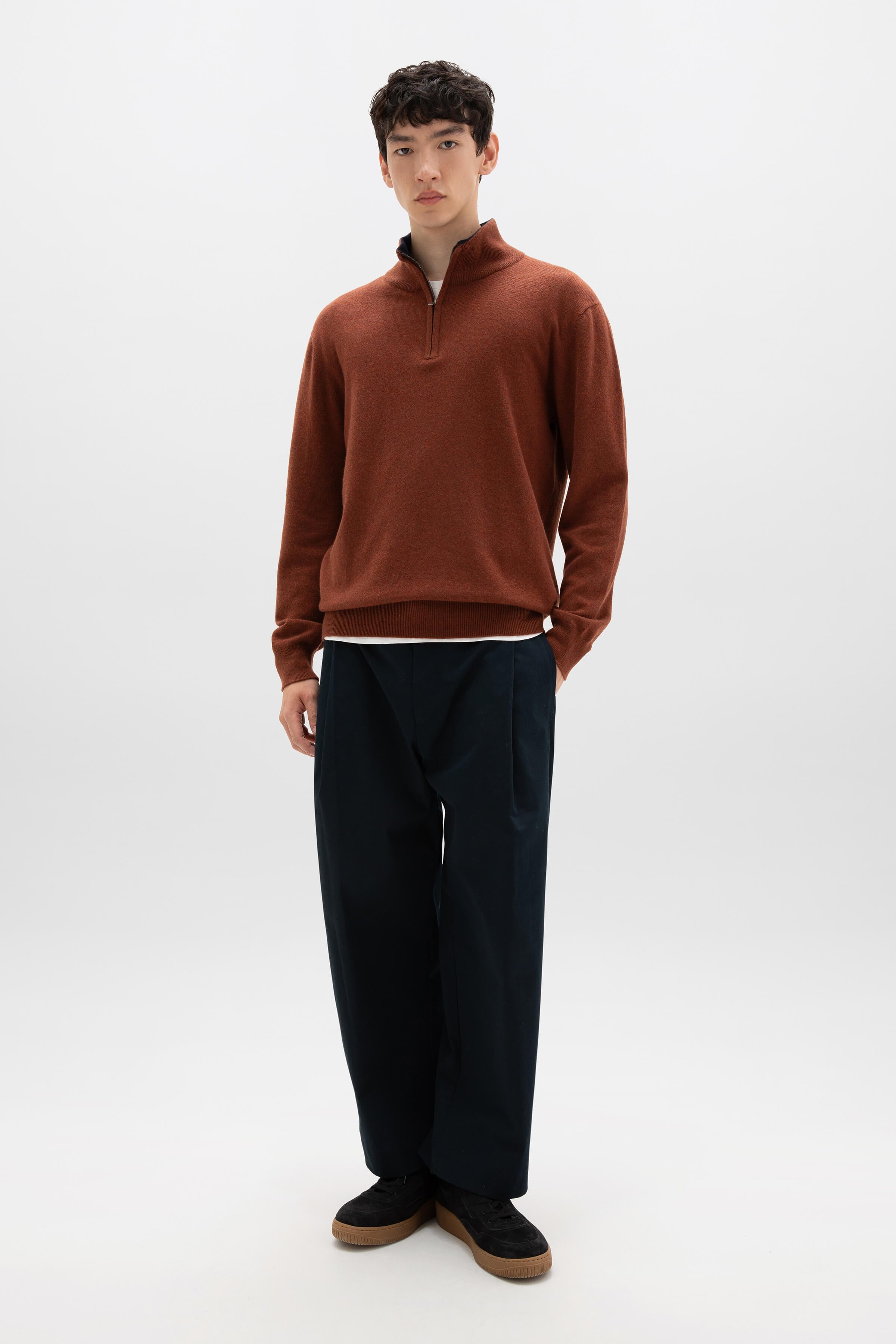 Red Contrast Trim Cashmere Jumper