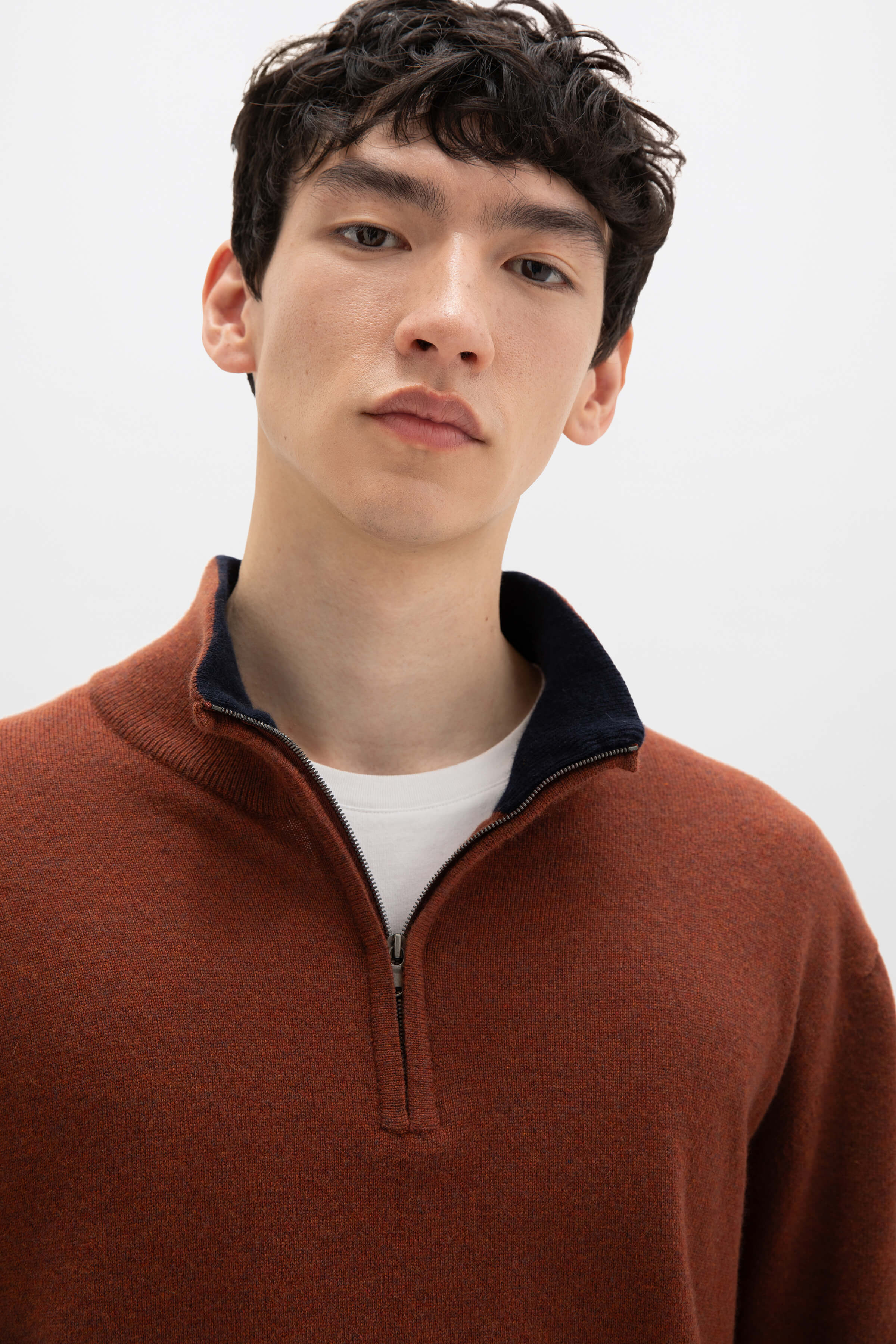 Red Contrast Trim Cashmere Jumper