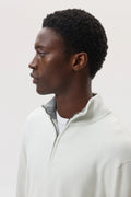 Contrast Trim Cashmere White Zip Neck Jumper