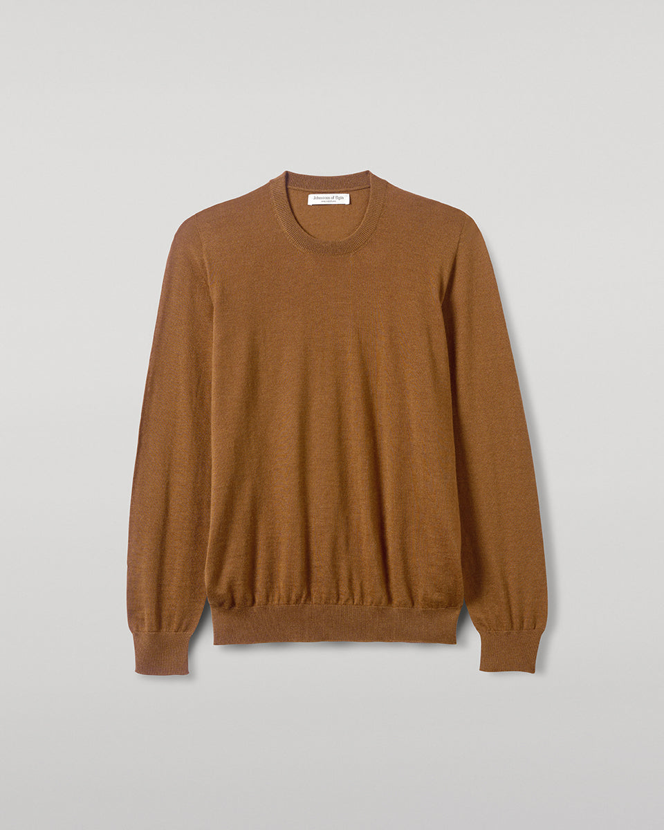 Superfine Cashmere Dark Camel Round Neck Jumper