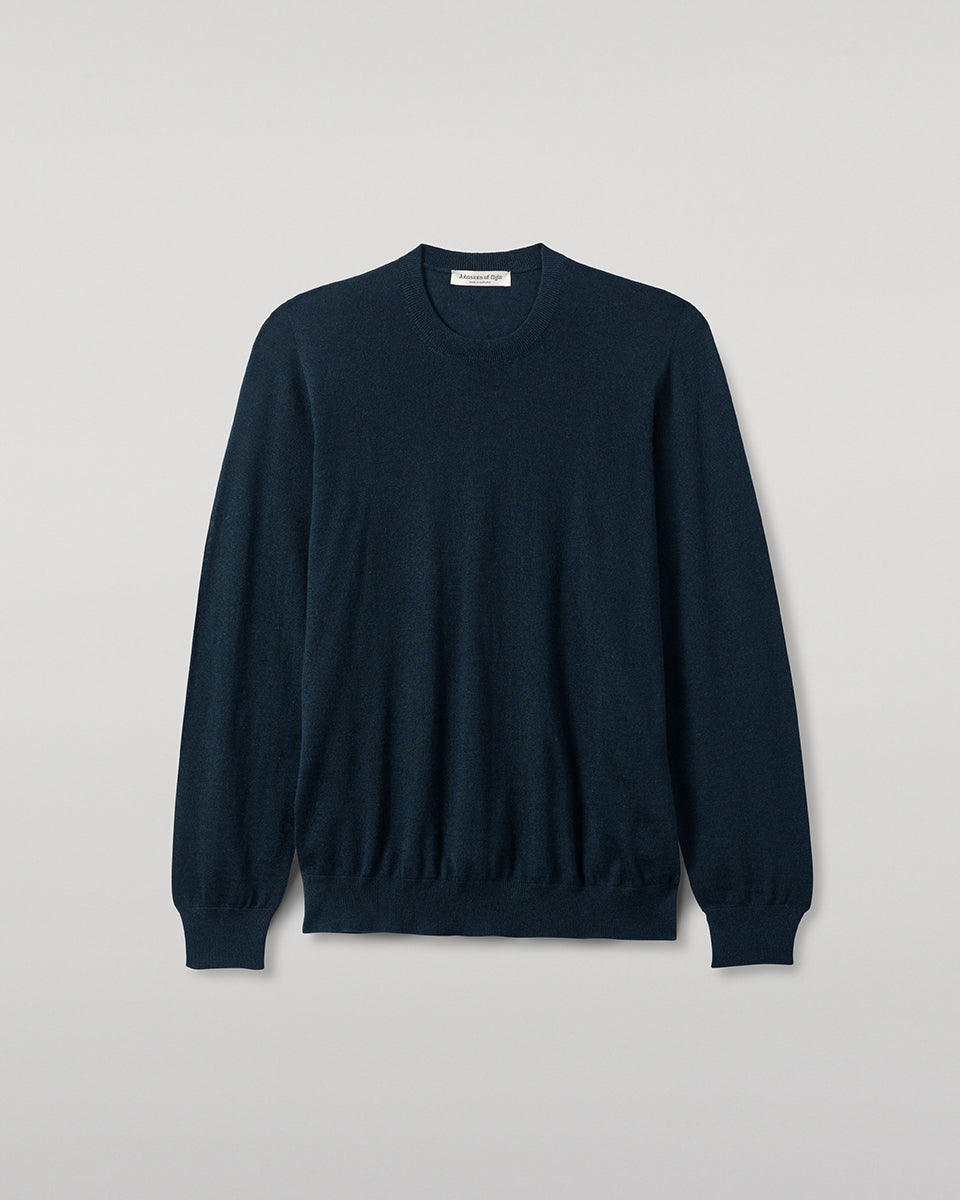 Superfine Cashmere Bottle Green Round Neck Jumper