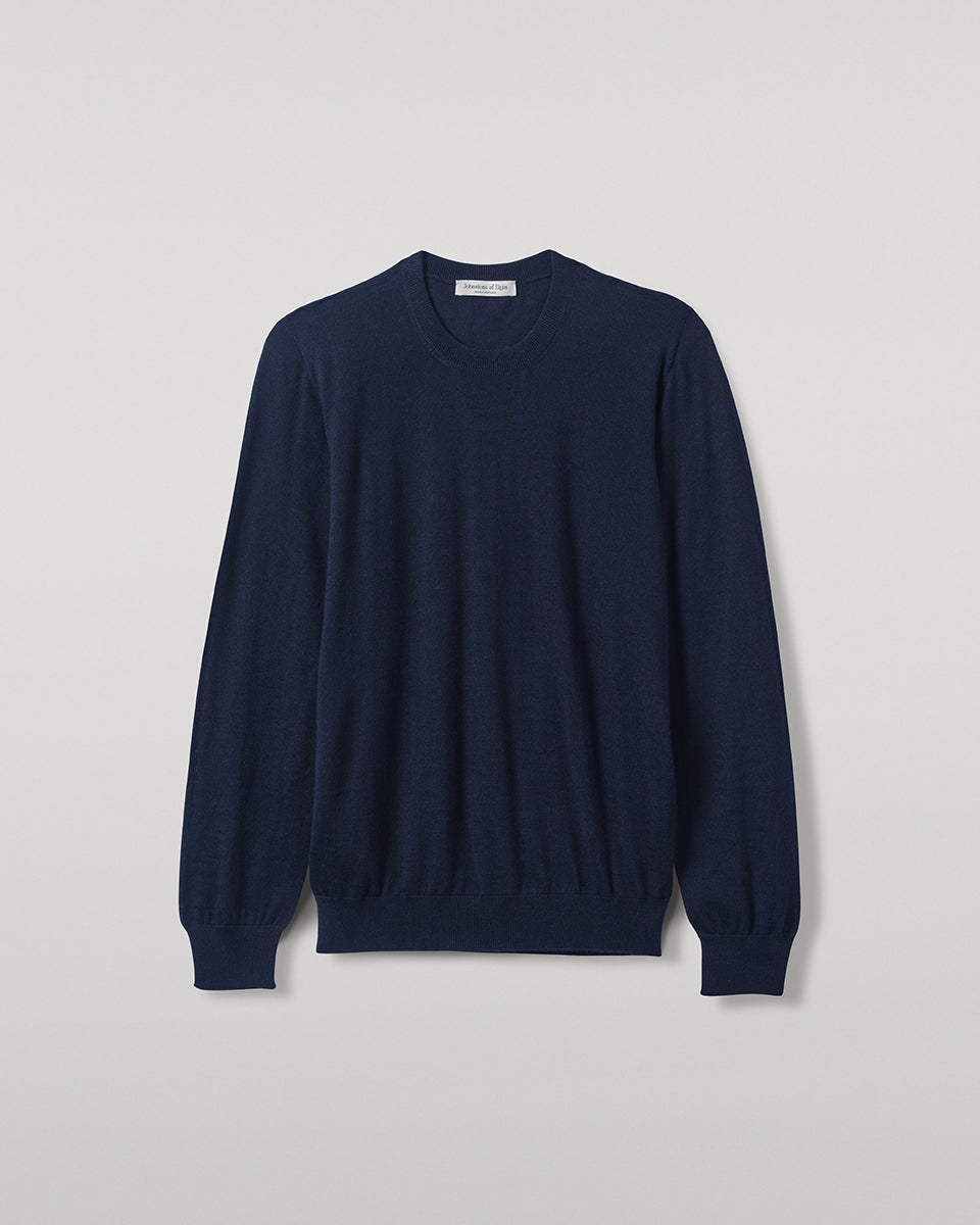 Superfine Cashmere Dark Navy Round Neck Jumper