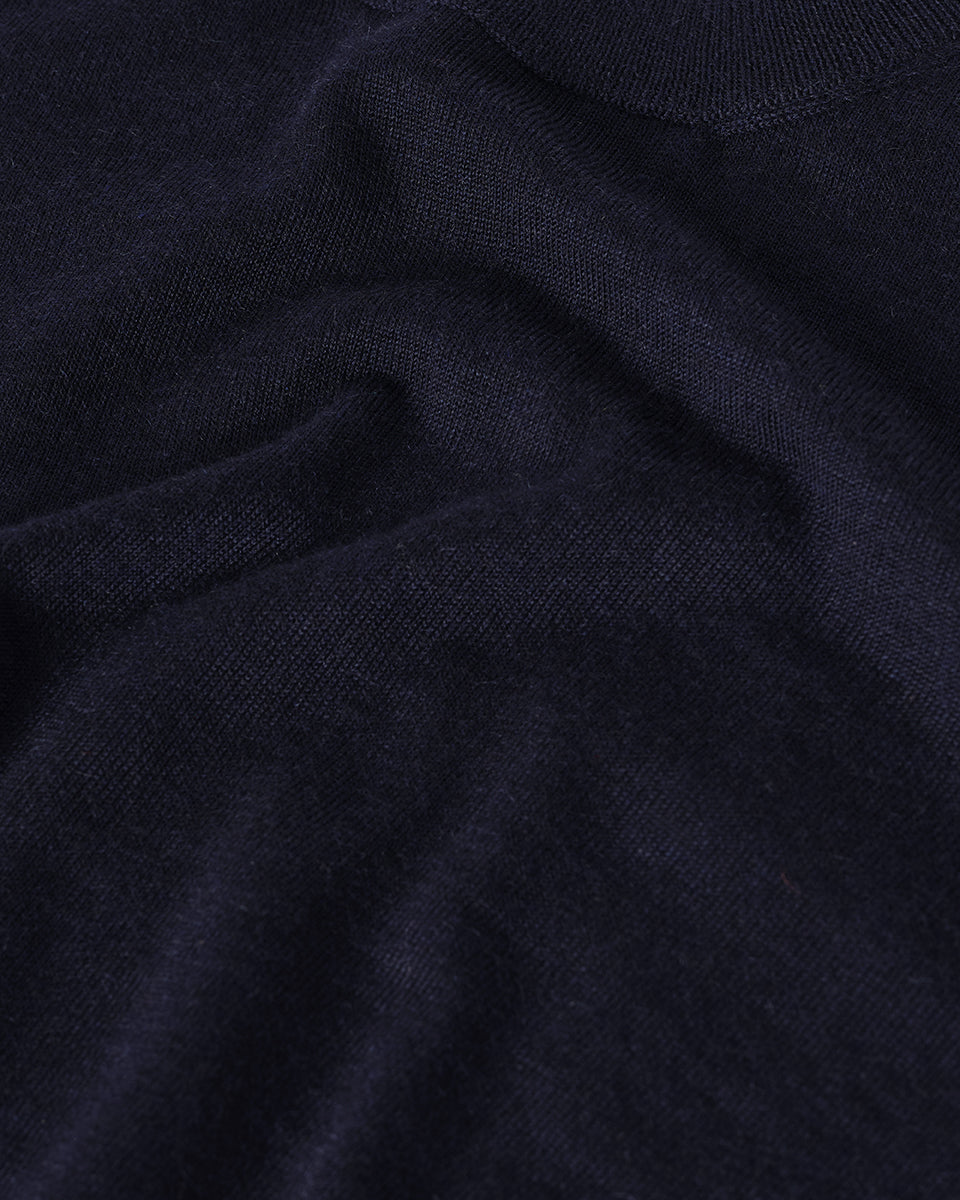 Superfine Cashmere Dark Navy Round Neck Jumper