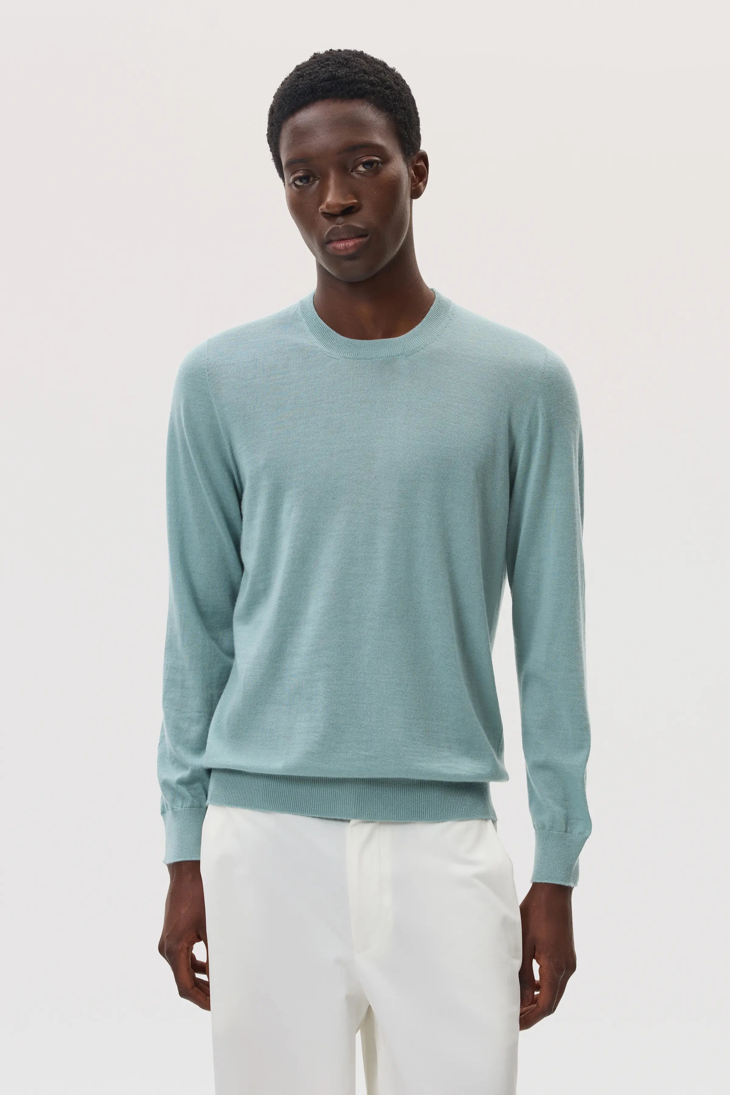 Superfine Cashmere Light Green Round Neck Jumper