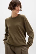 Superfine Cashmere Round Neck Olive Green Jumper