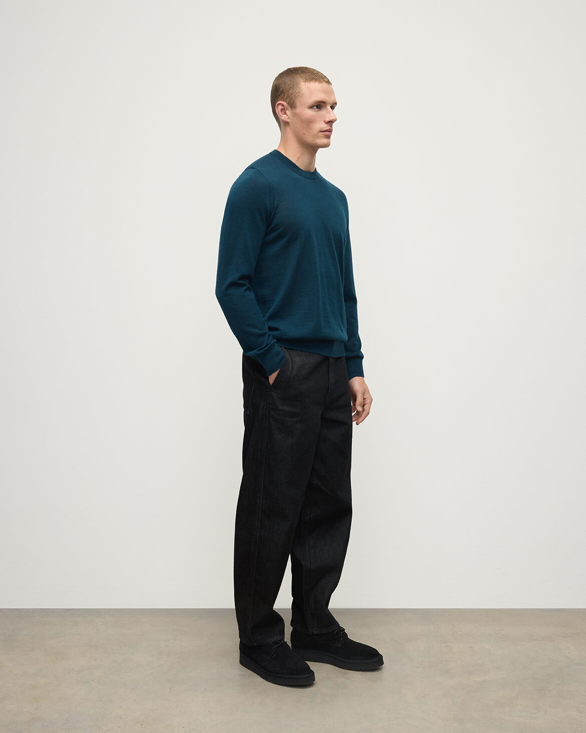 Superfine Cashmere Bottle Green Round Neck Jumper