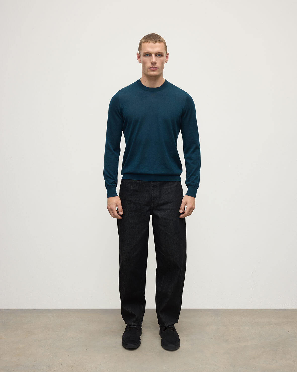 Superfine Cashmere Bottle Green Round Neck Jumper