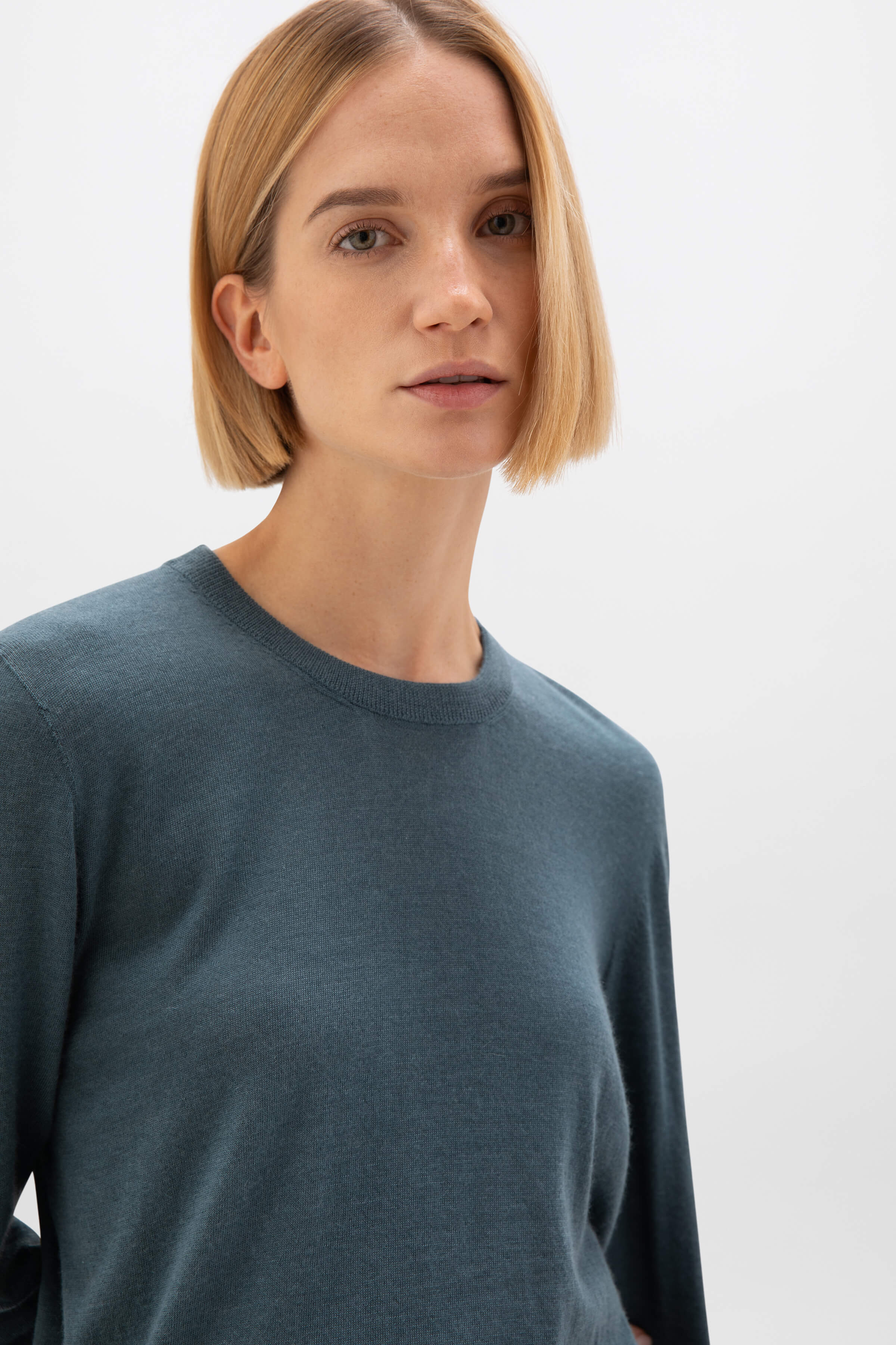Superfine Cashmere Round Neck Blue Jumper