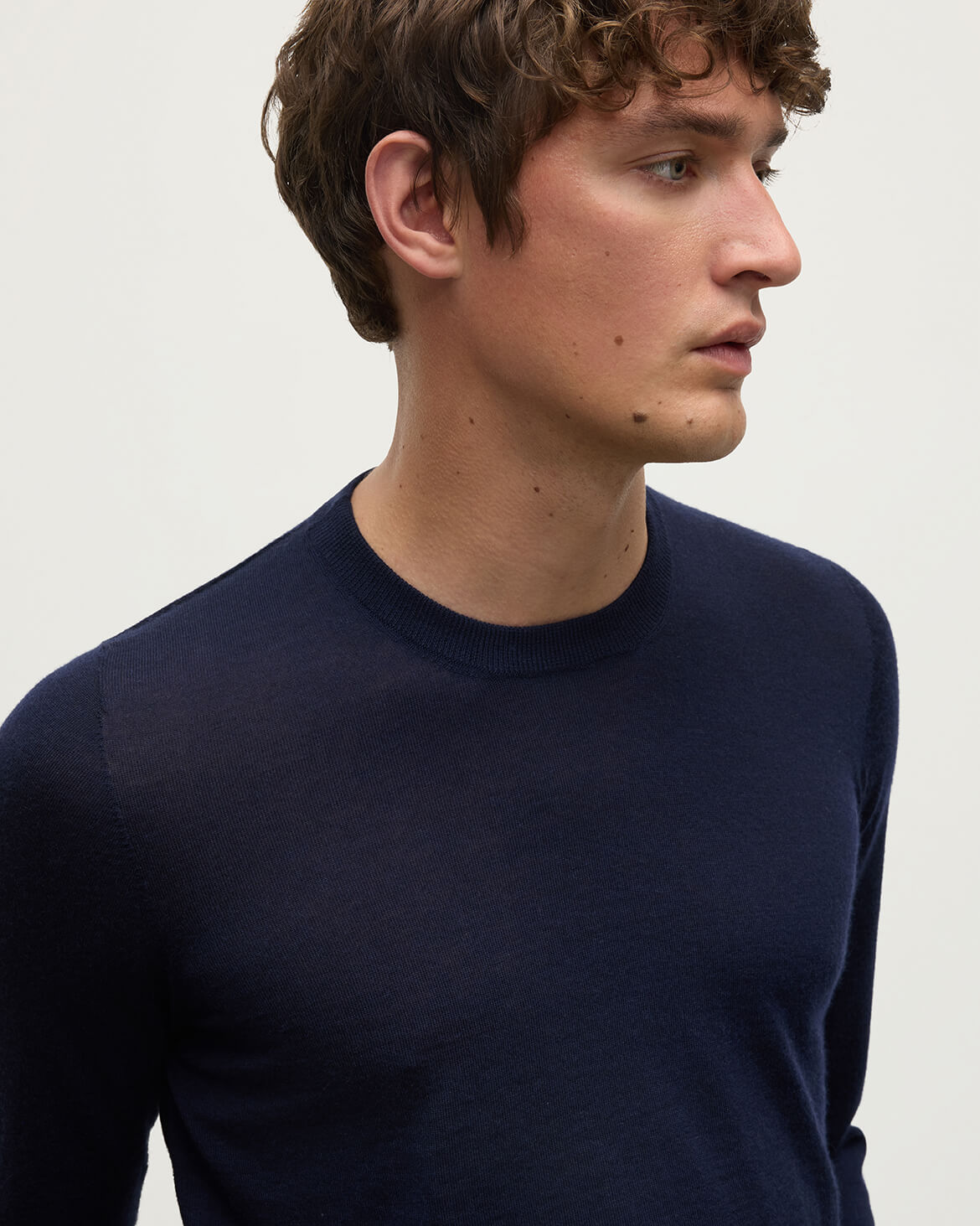 Superfine Cashmere Dark Navy Round Neck Jumper