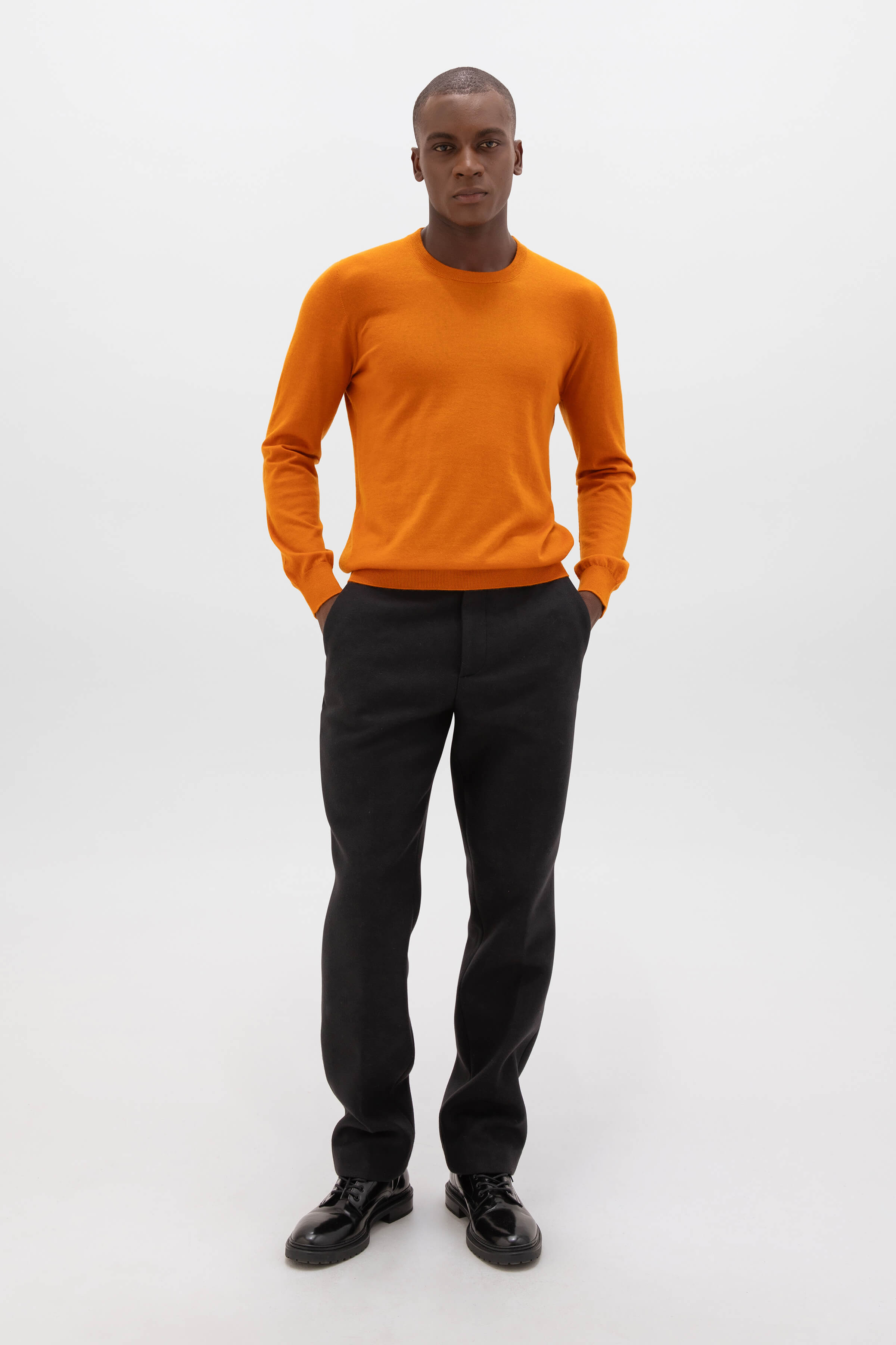 Superfine Cashmere Orange Round Neck Jumper