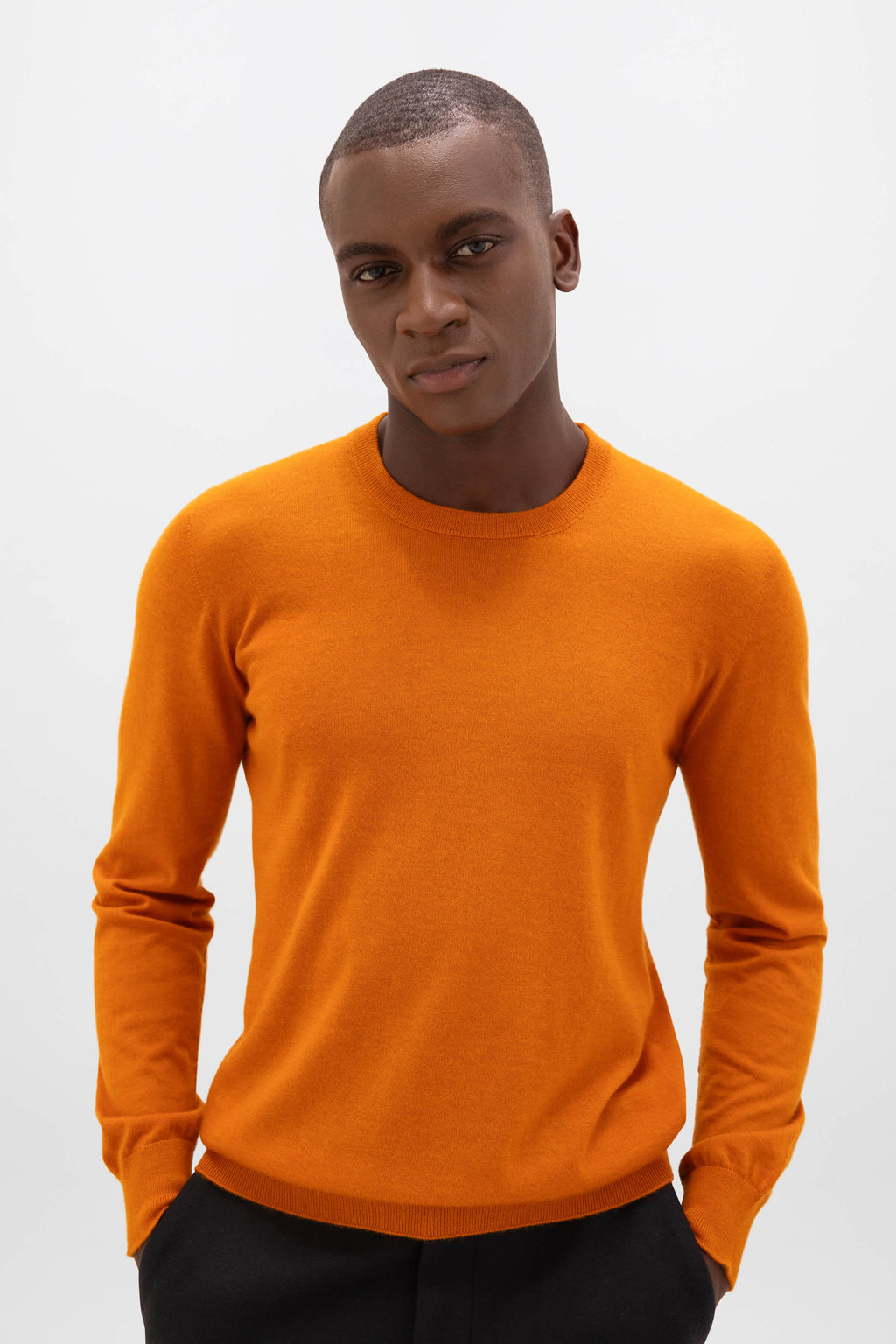Superfine Cashmere Orange Round Neck Jumper