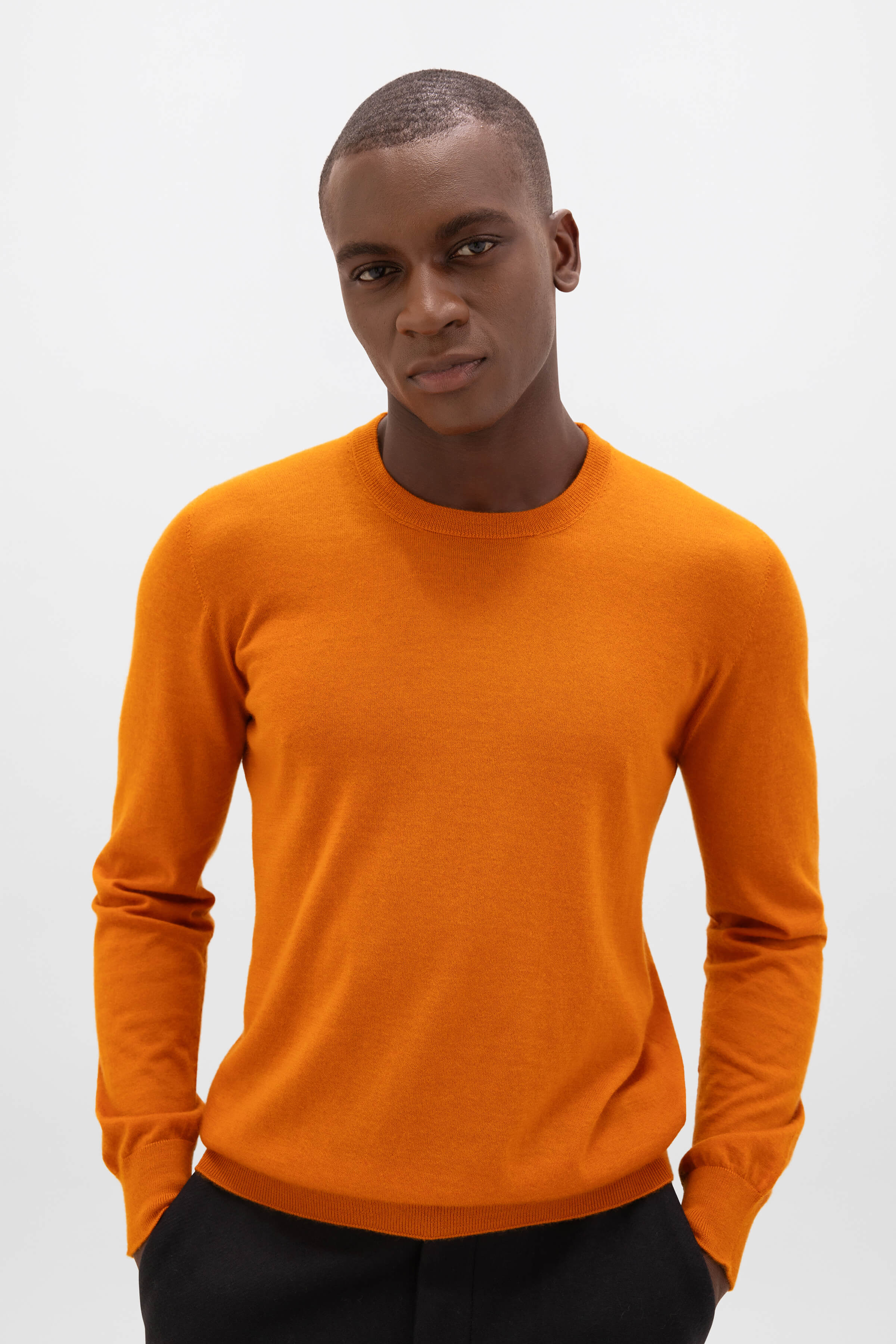 Superfine Cashmere Orange Round Neck Jumper