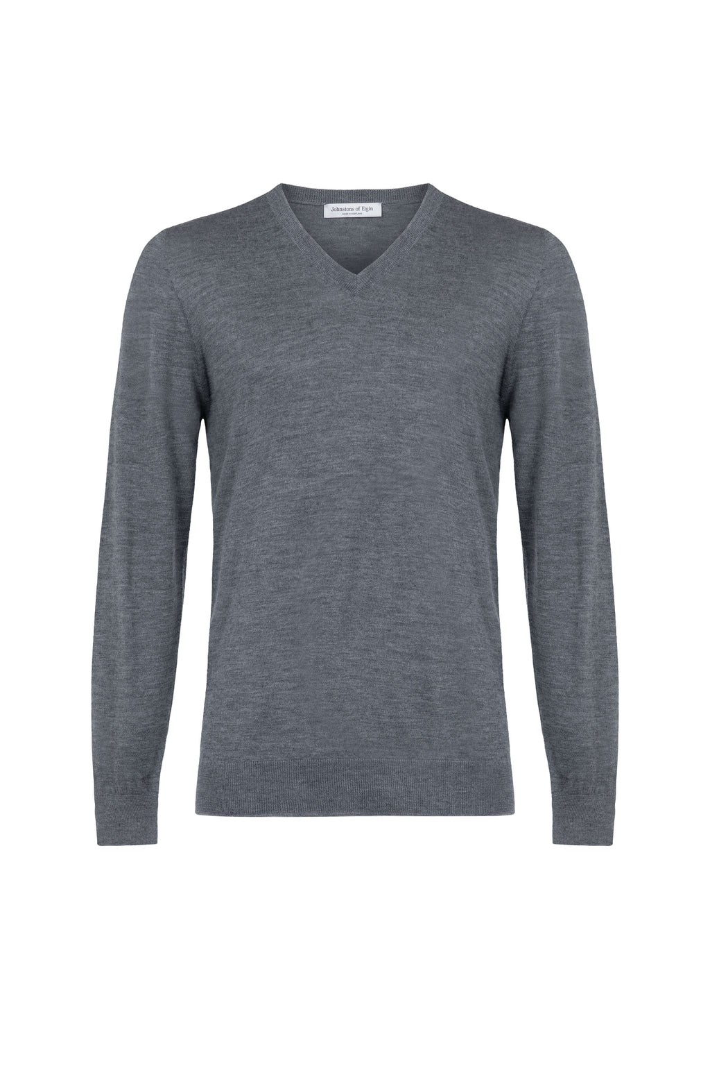 Superfine Cashmere Mid Grey V Neck Jumper