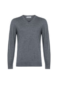 Superfine Cashmere Mid Grey V Neck Jumper