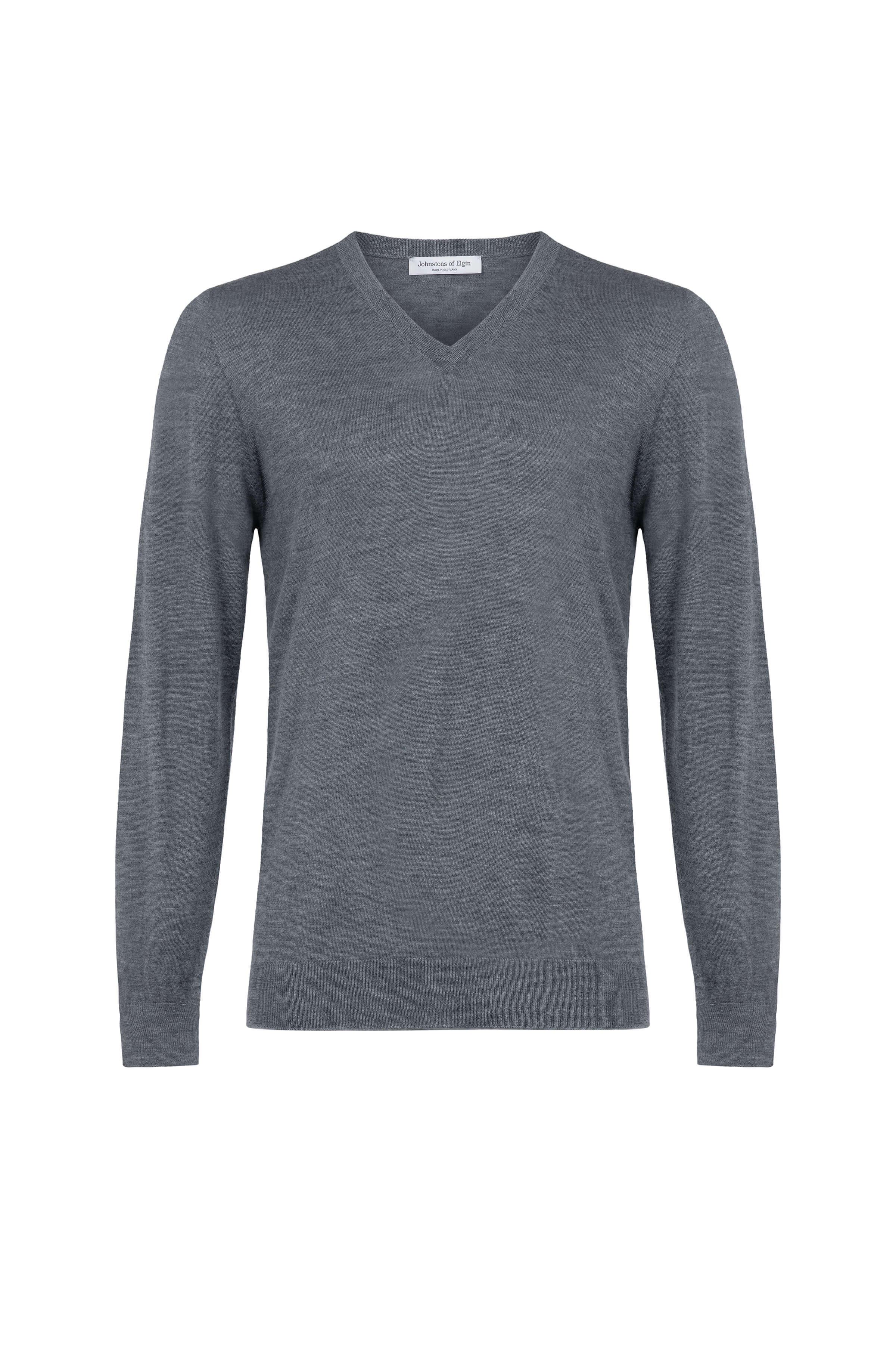 Superfine Cashmere Mid Grey V Neck Jumper