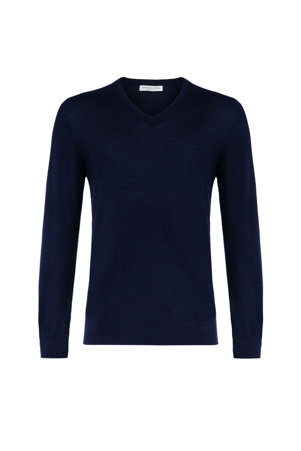 Superfine Cashmere Navy V Neck Jumper