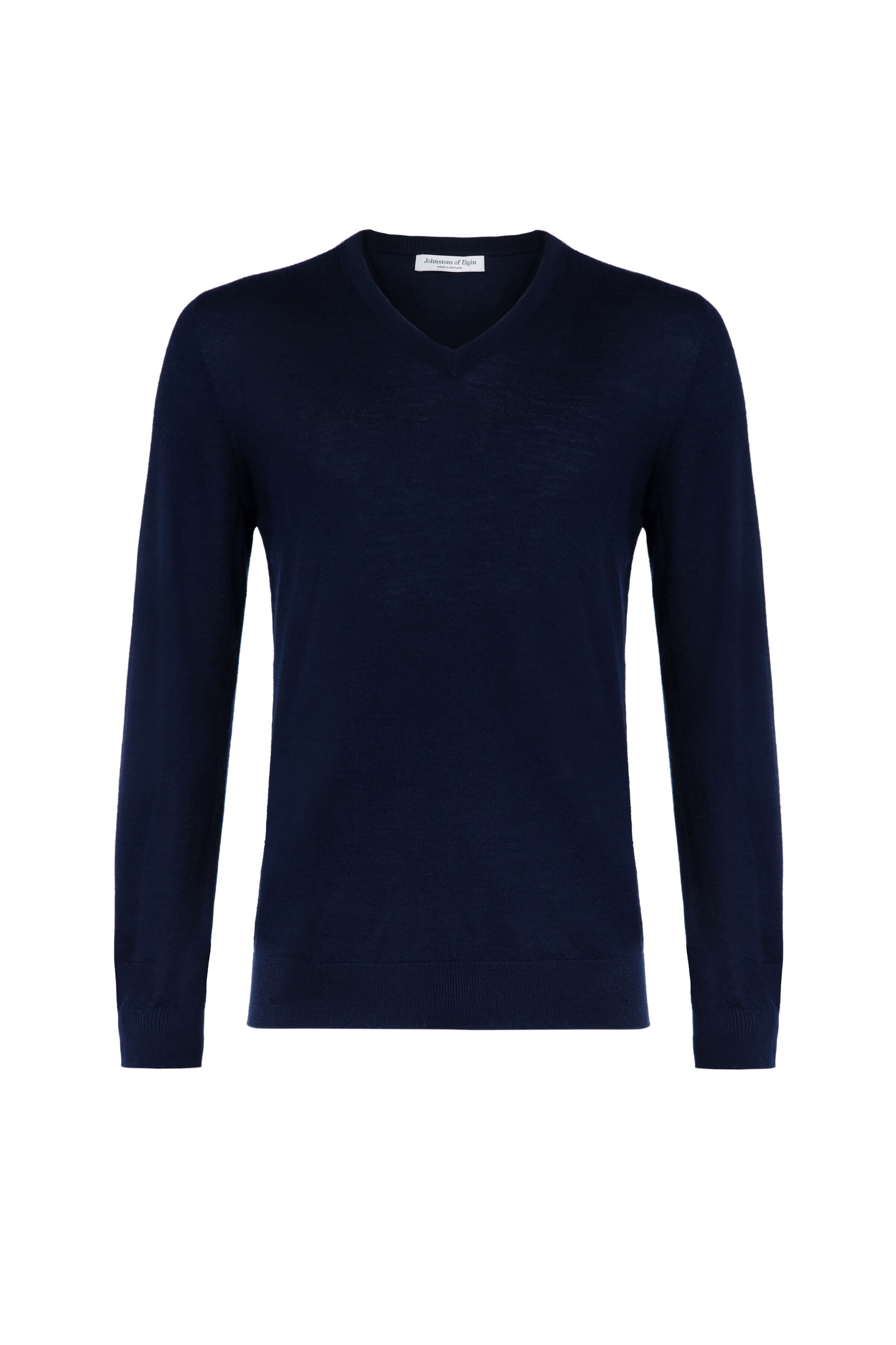 Superfine Cashmere Navy V Neck Jumper