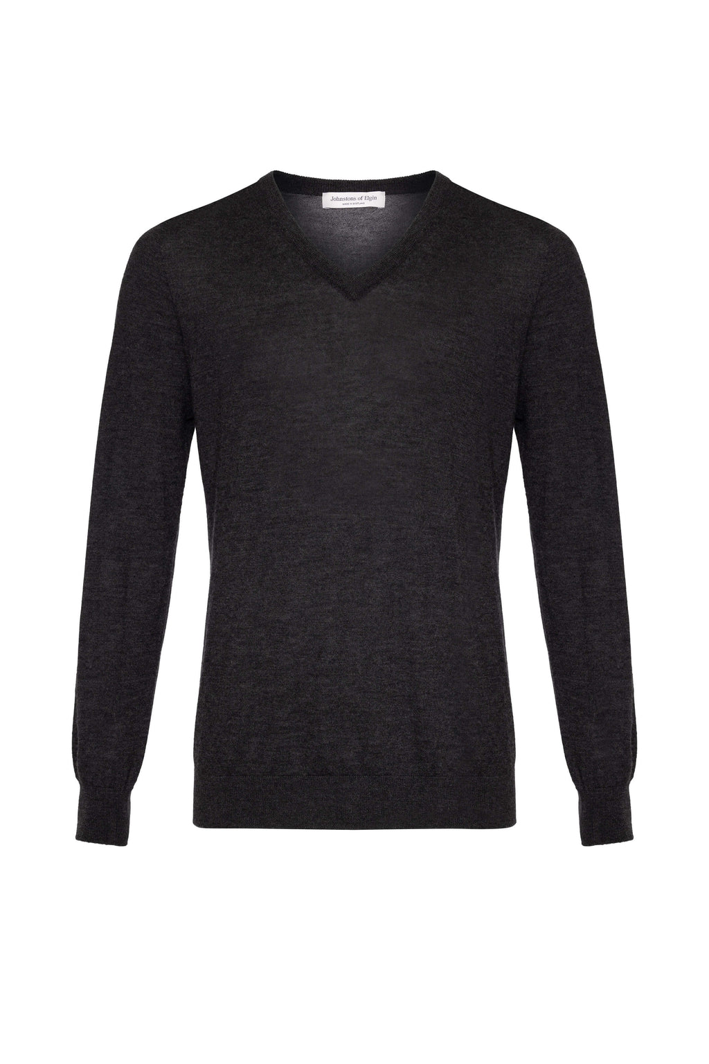 Superfine Cashmere Charcoal V Neck Jumper