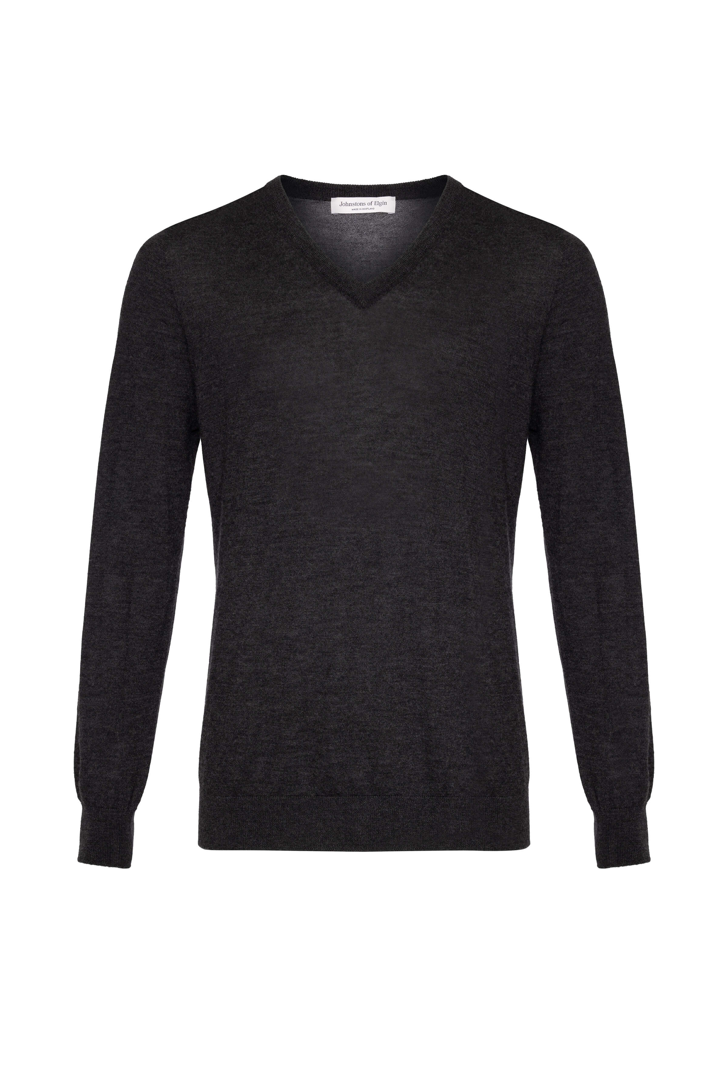Superfine Cashmere Charcoal V Neck Jumper