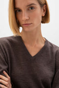 Superfine Cashmere V Neck Brown Jumper