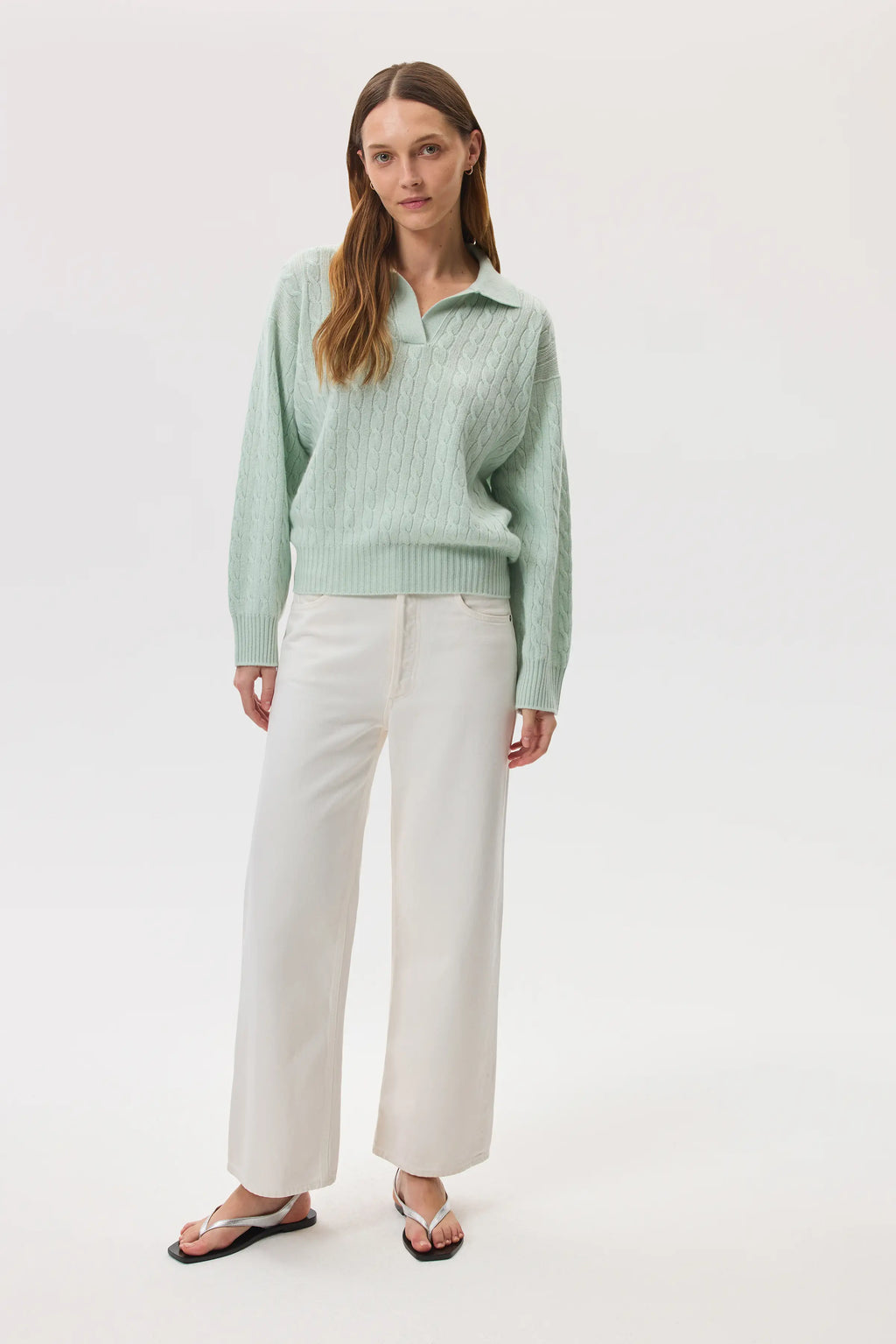 Cropped Cable Cashmere Jumper