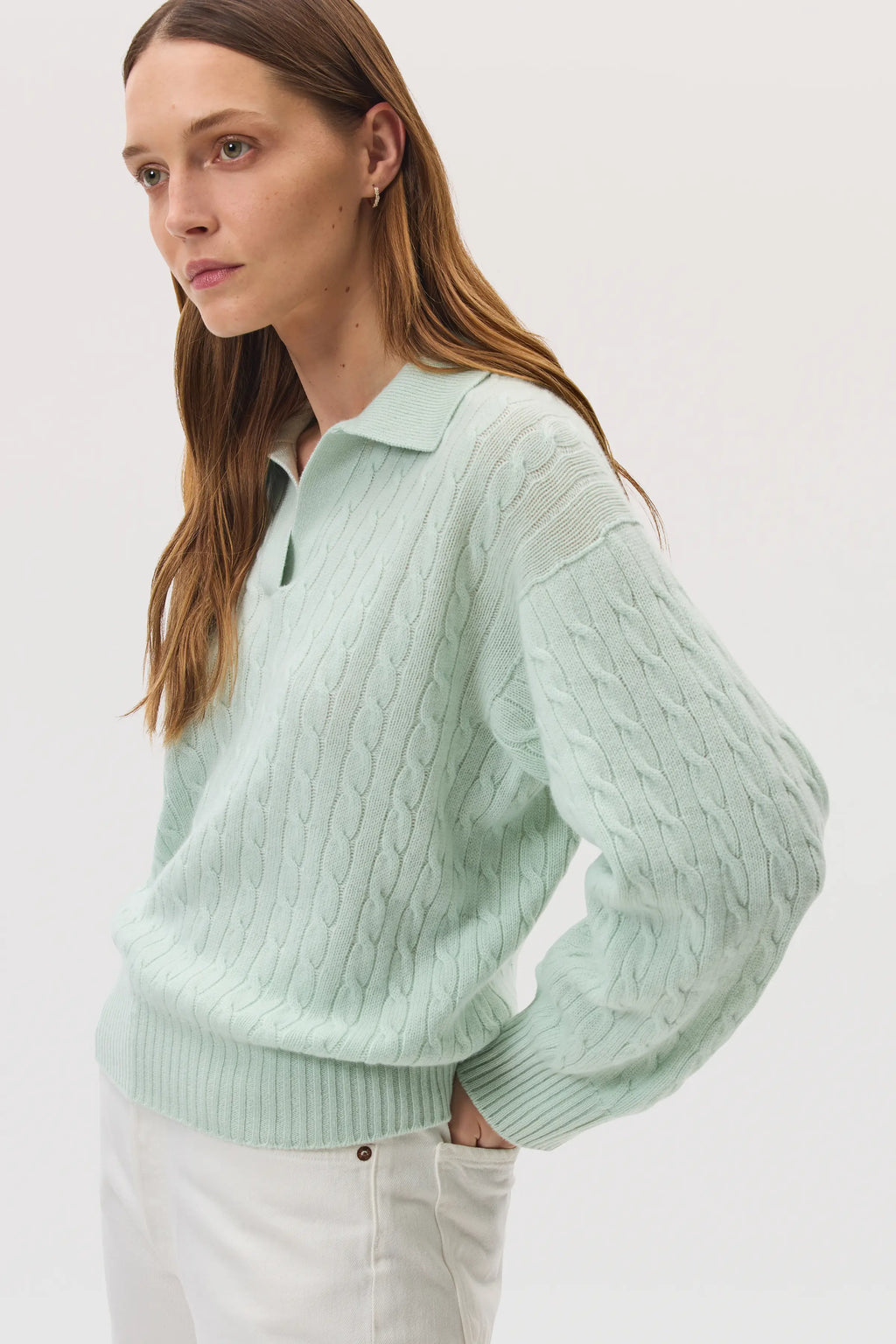 Cropped Cable Cashmere Jumper