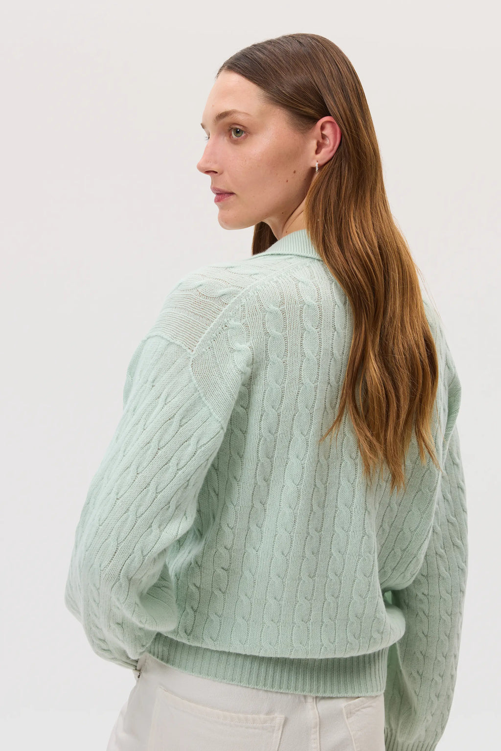 Cropped Cable Cashmere Jumper