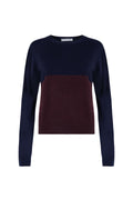 Colour Block Cropped Dark Brown Cashmere Sweater