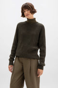 Ribbed Olive Green Cashmere Jumper