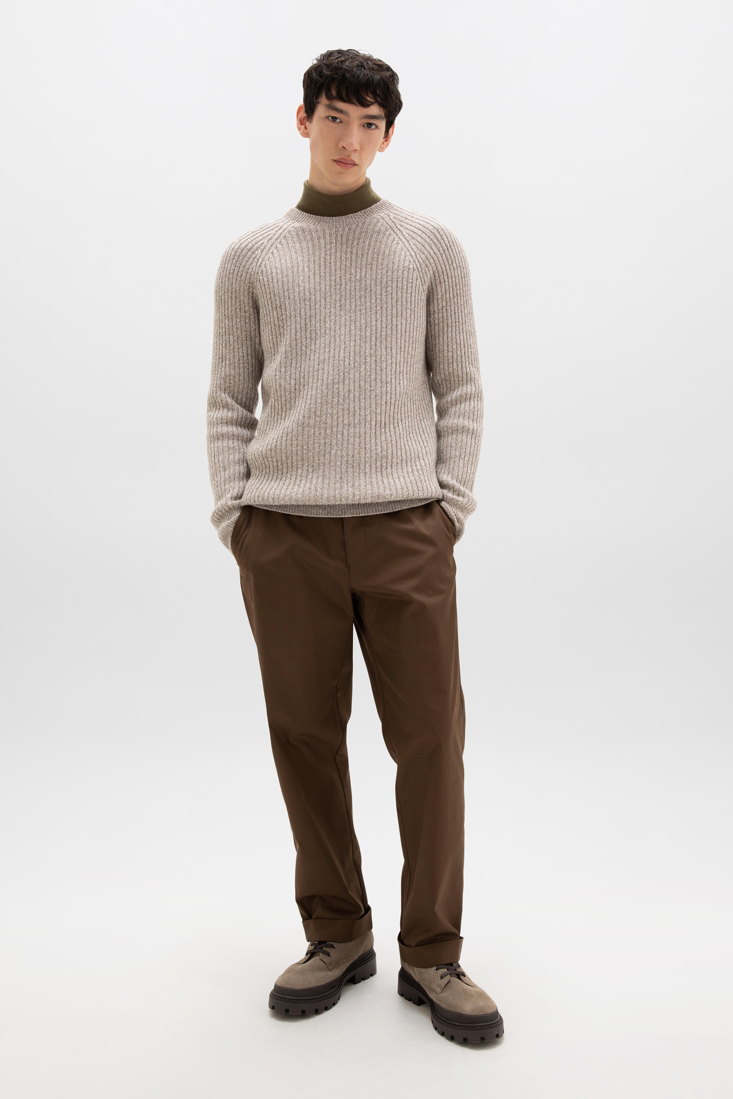 Ribbed Cashmere Light Brown Jumper