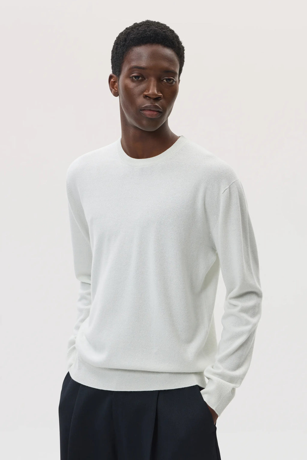 Cashmere White Round Neck Jumper