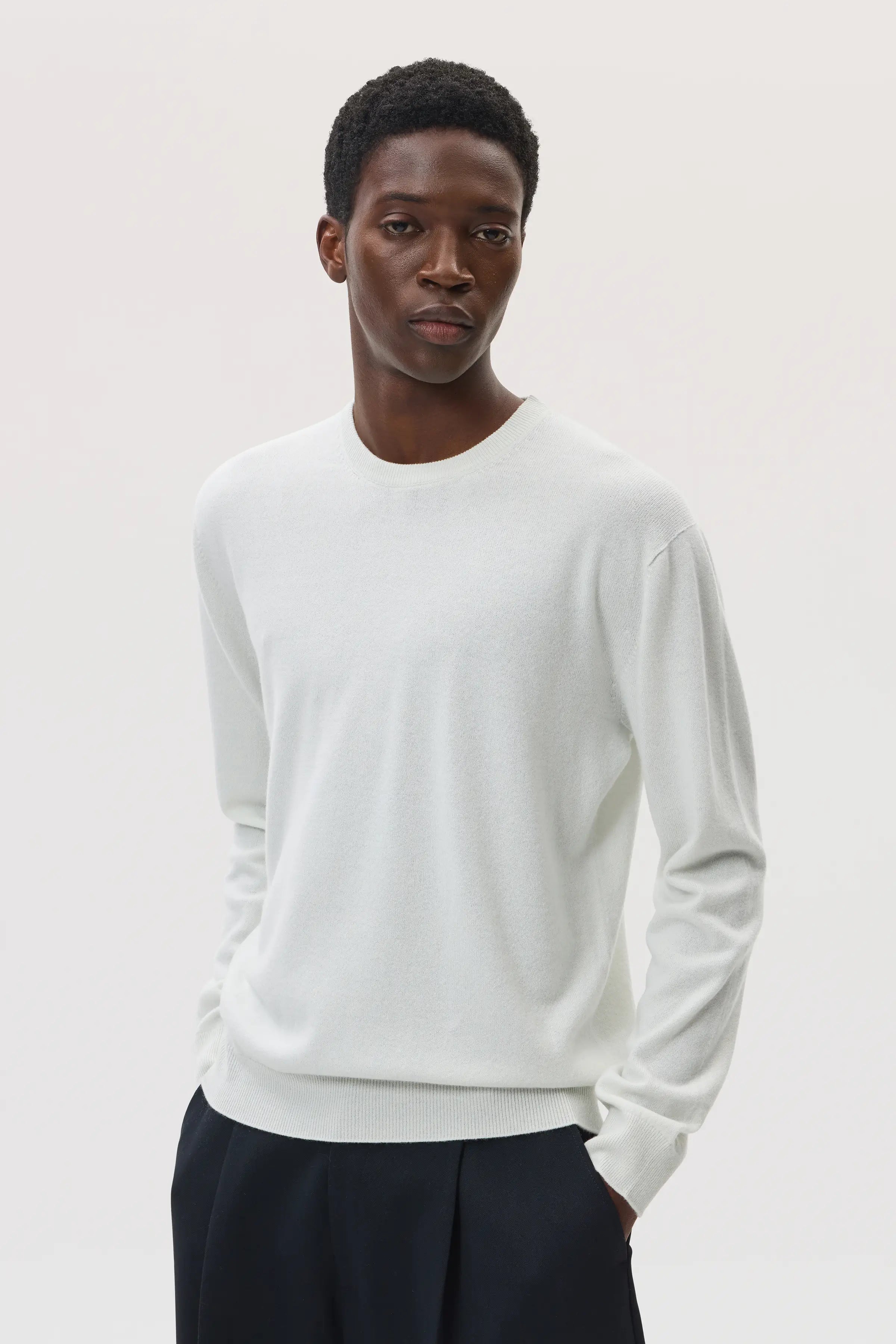 Cashmere White Round Neck Jumper