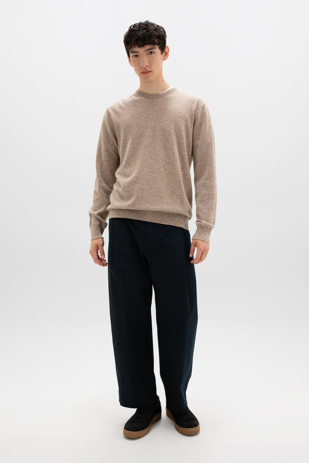 Classic Light Brown Cashmere Round Neck Jumper