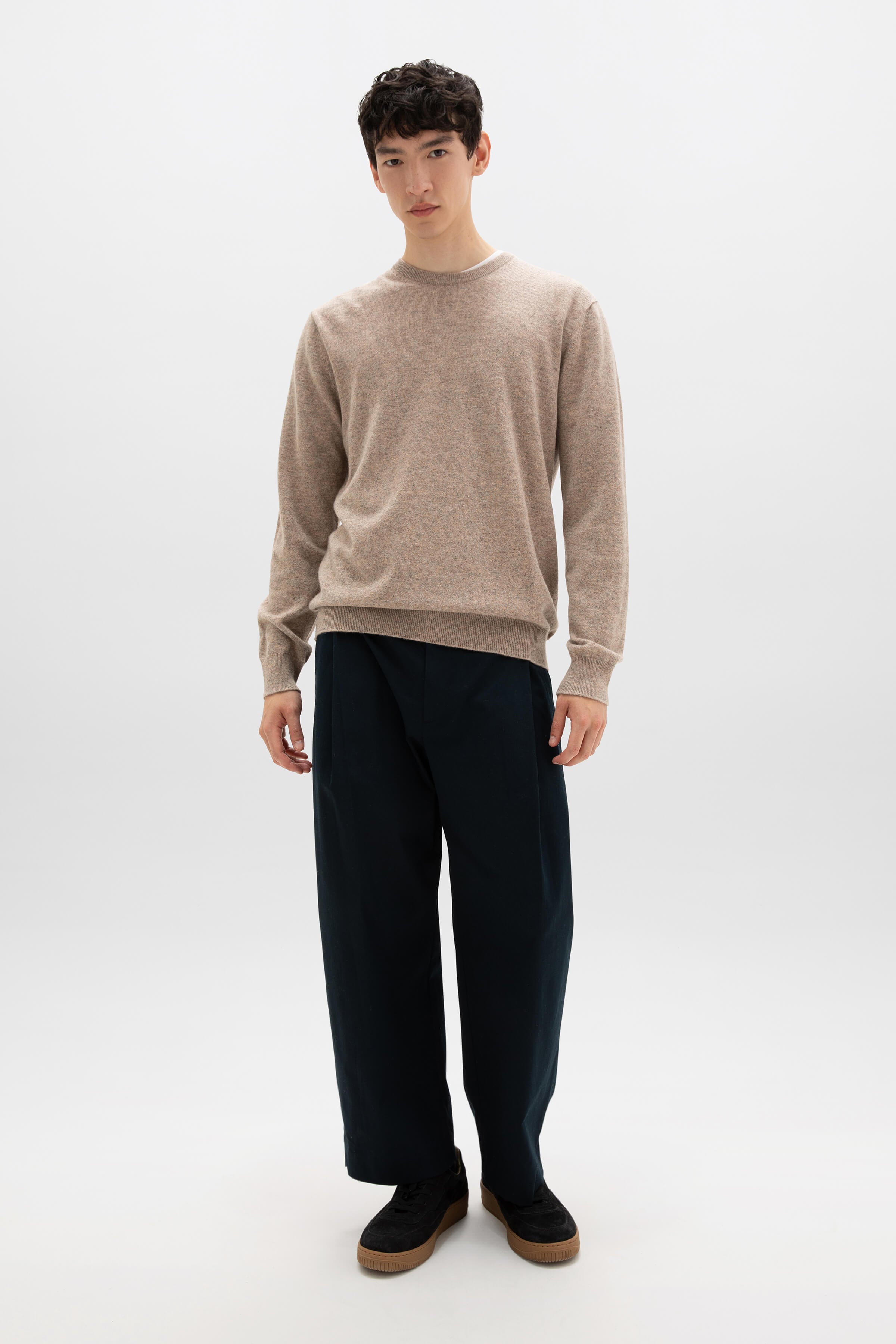 Classic Light Brown Cashmere Round Neck Jumper