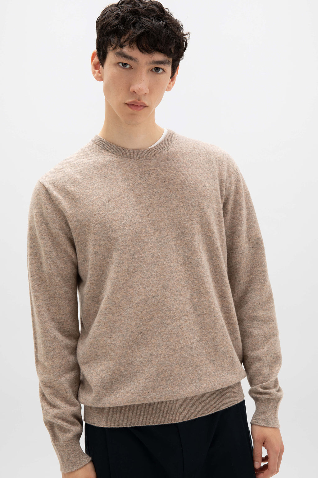Classic Light Brown Cashmere Round Neck Jumper