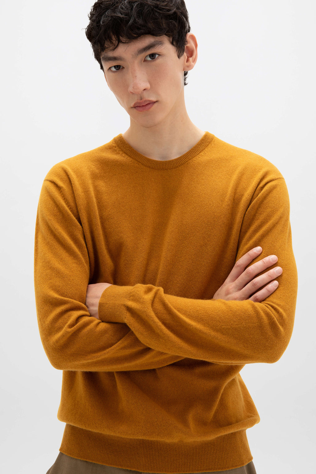 Cashmere Crew Neck Dark Yellow Jumper