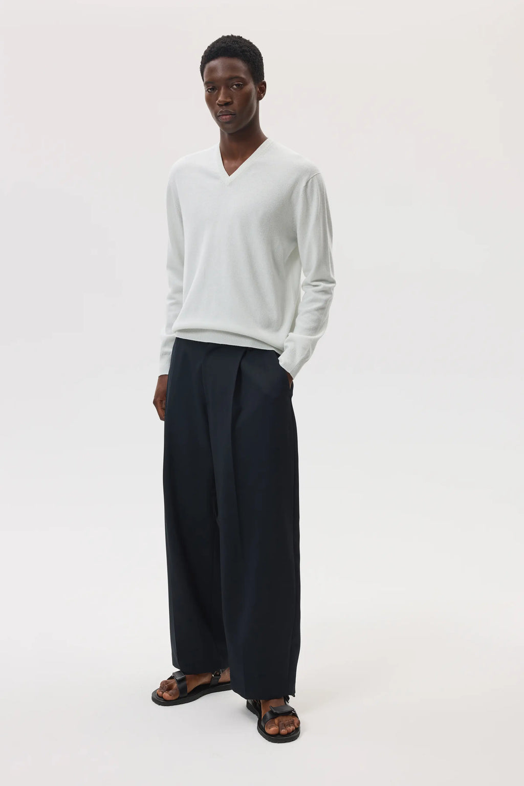 White Cashmere V Neck Jumper