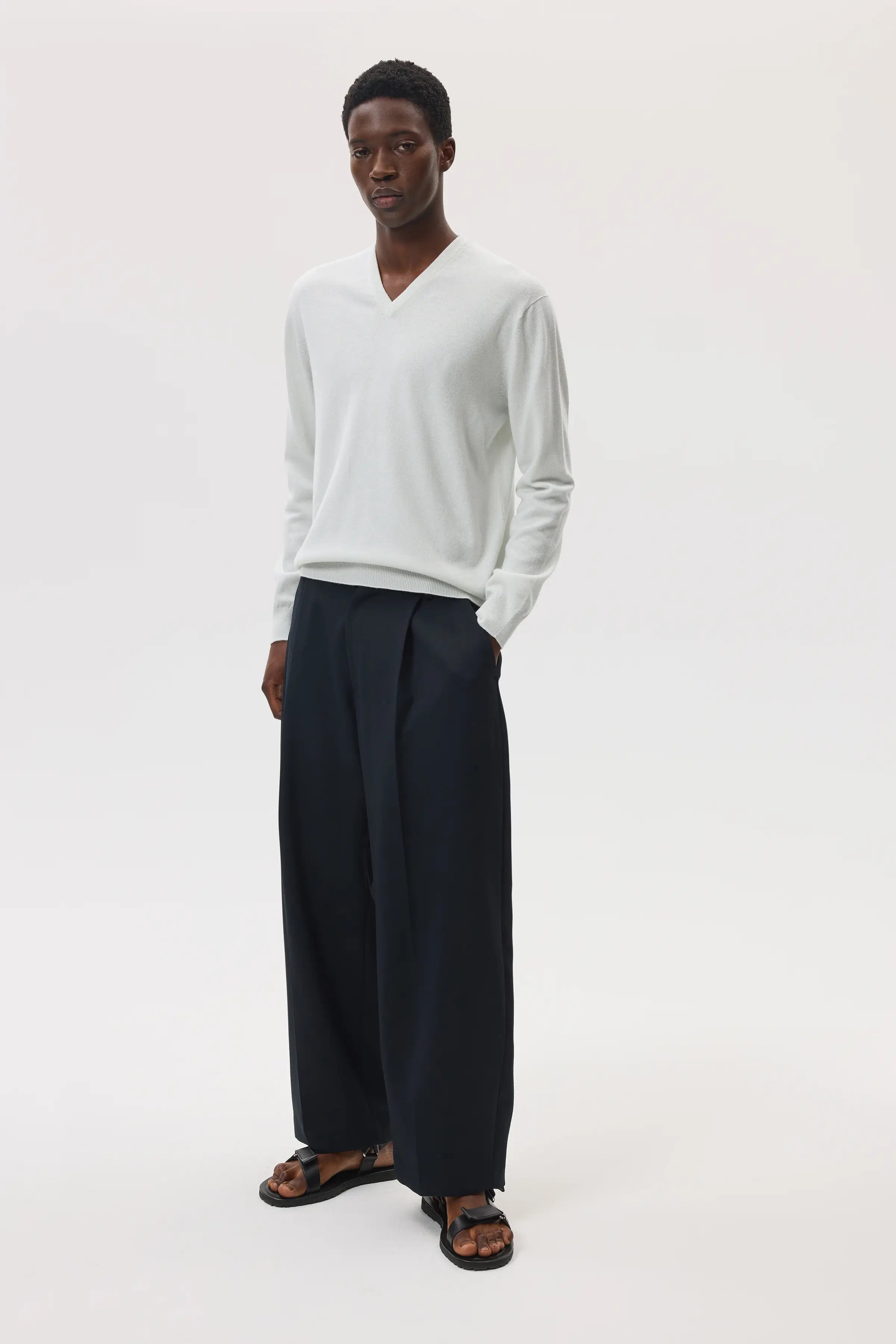 White Cashmere V Neck Jumper